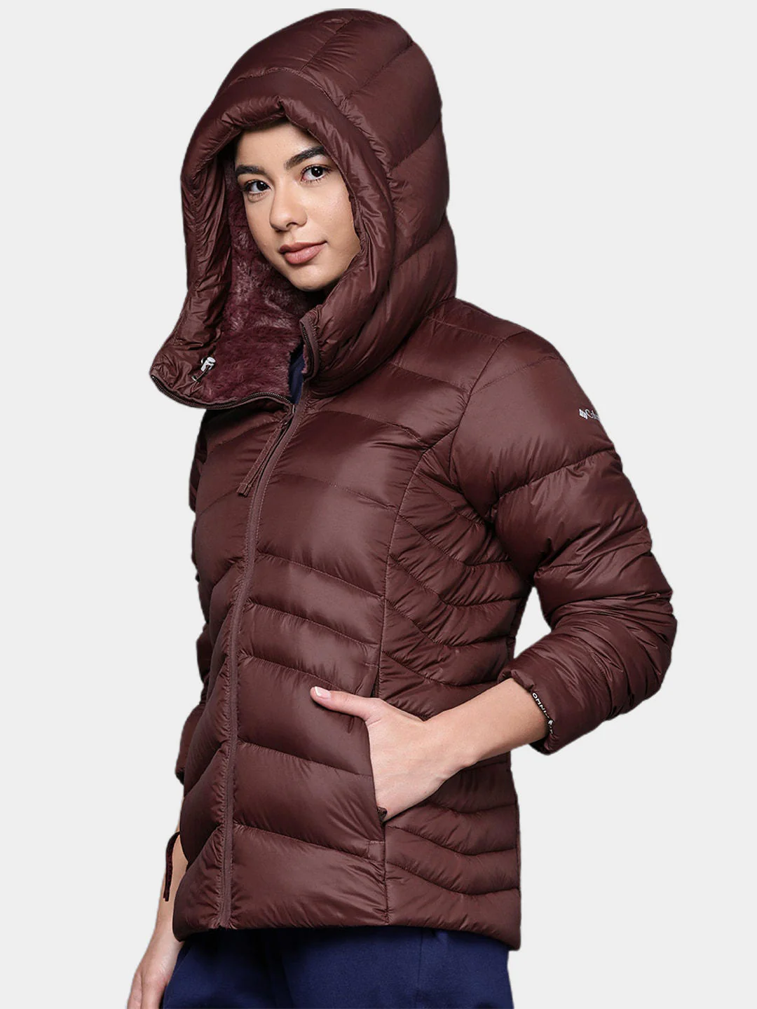 Columbia Women Maroon Autumn Park Down Hooded Jacket - Image 9