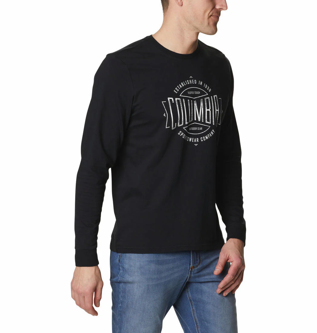 Columbia Men Black Brighton Woods Graphic Long Sleeve - Image 4