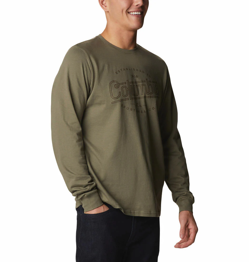 Columbia Men Green Brighton Woods Graphic Long Sleeve - Image 4