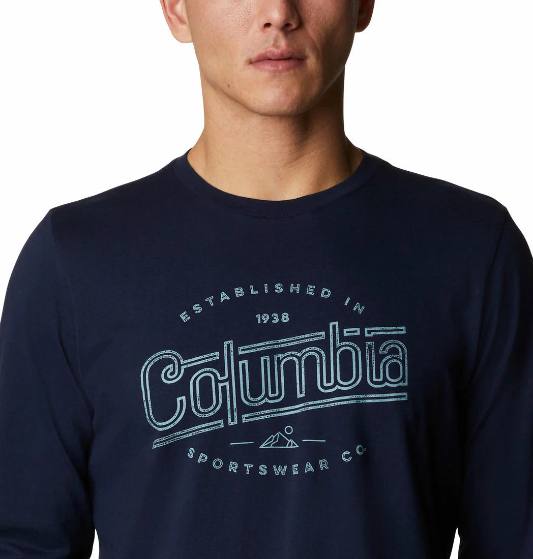 Columbia Men Blue Brighton Woods Graphic Long Sleeve - Image 4