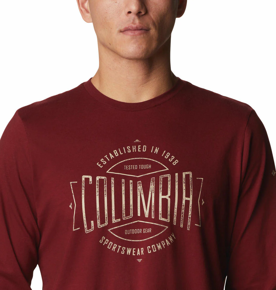 Columbia Men Red Brighton Woods Graphic Long Sleeve - Image 5
