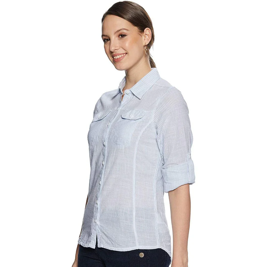 Columbia Women Blue Camp Henry Long Sleeve Shirt - Image 4