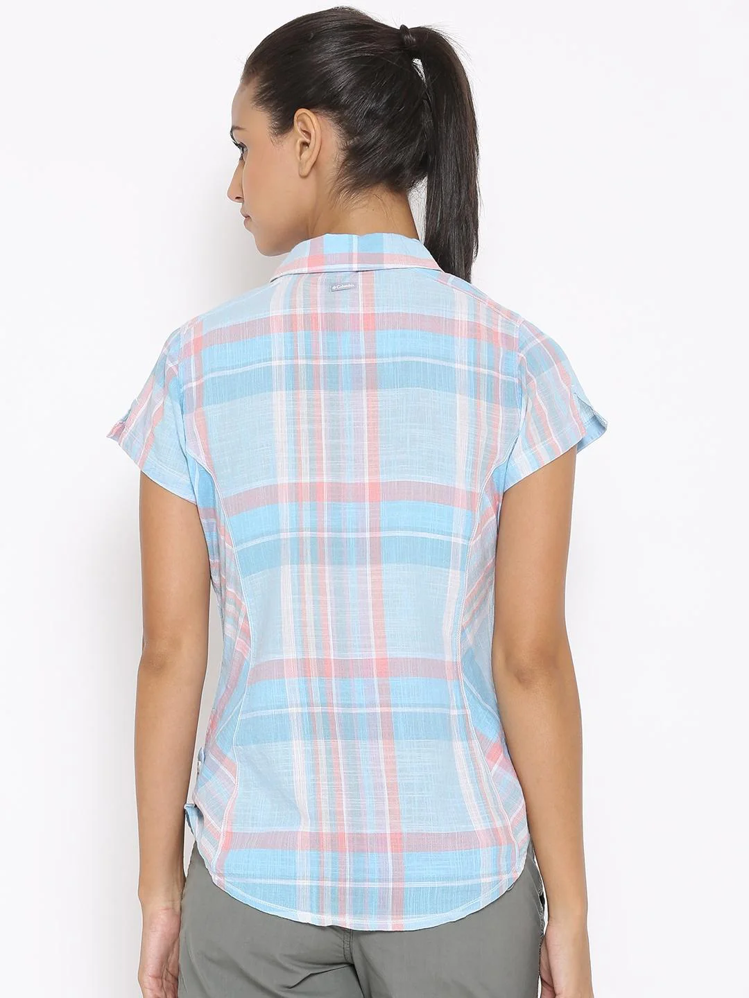 Columbia Women Blue Camp Henry Short Sleeve Shirt - Image 4