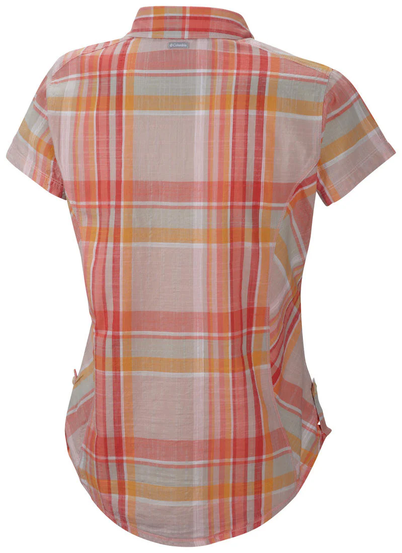 Columbia Women Orange Camp Henry Short Sleeve Shirt - Image 2