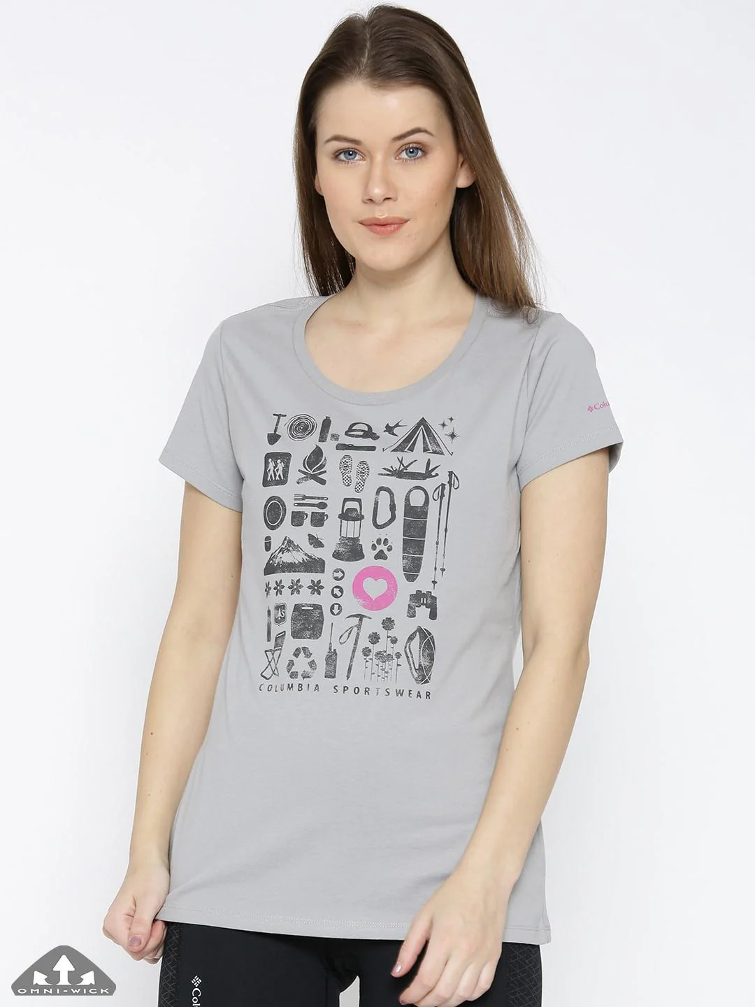 Columbia Women Grey Camp Stamp Performance Tee