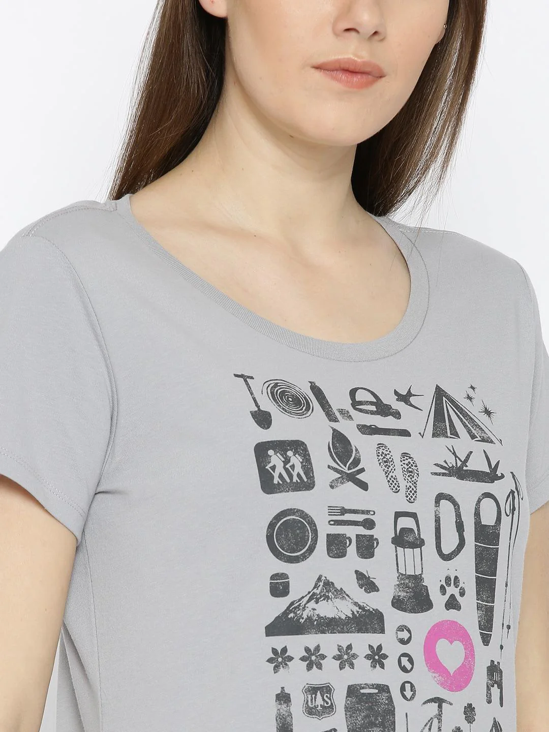 Columbia Women Grey Camp Stamp Performance Tee - Image 2