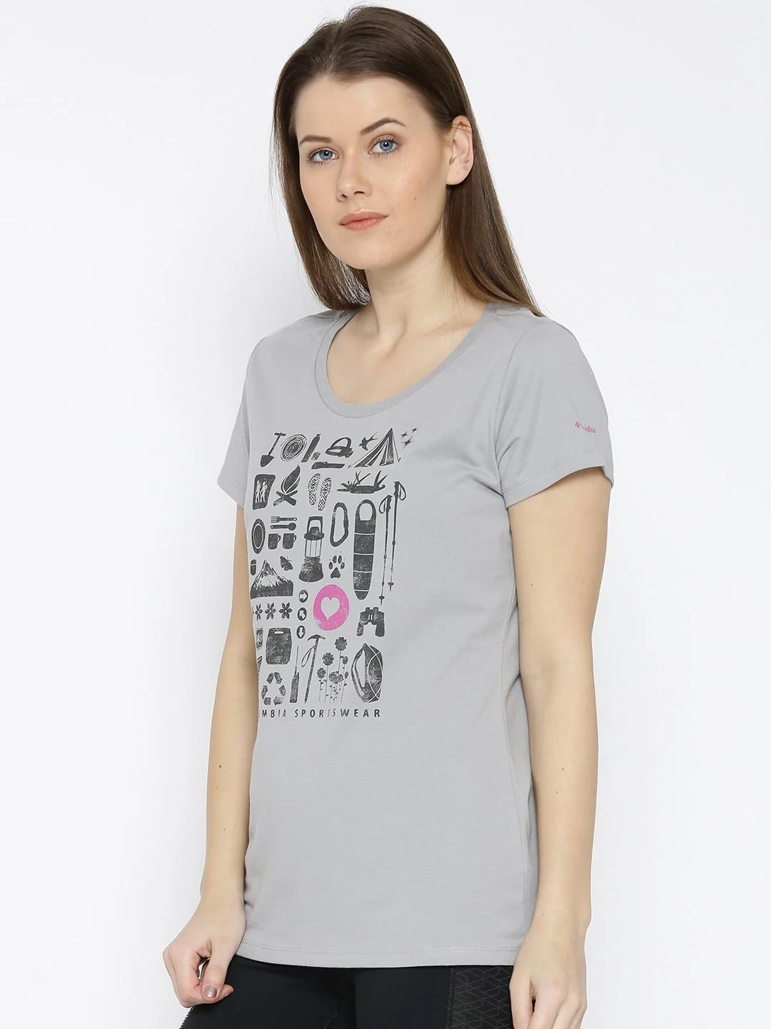 Columbia Women Grey Camp Stamp Performance Tee - Image 3