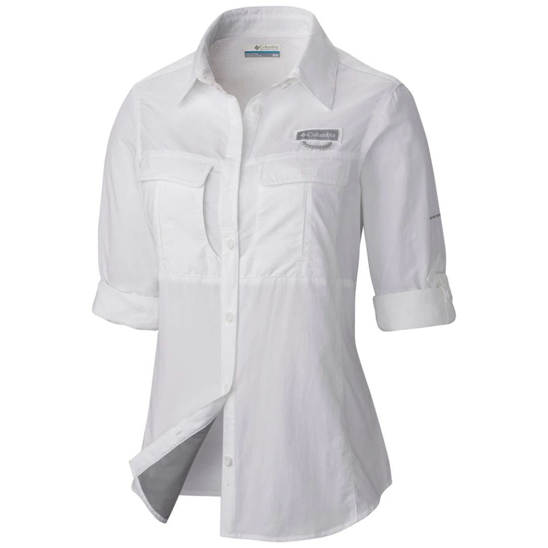 Columbia Women White Cascades Explorer Long Sleeve Shirt (Sun Protection) - Image 2