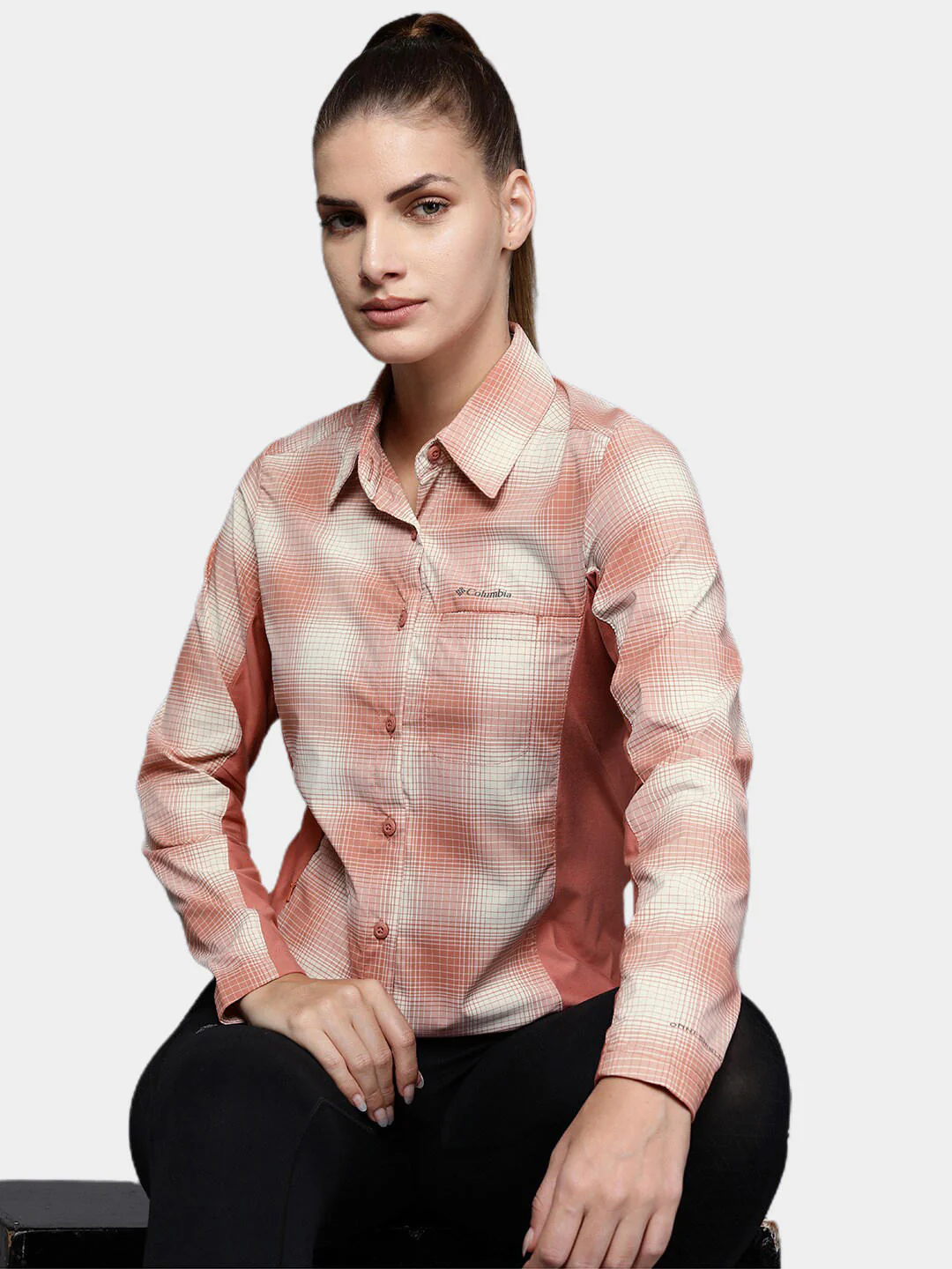 Columbia Women Red Claudia Ridge LS Shirt - Image 10