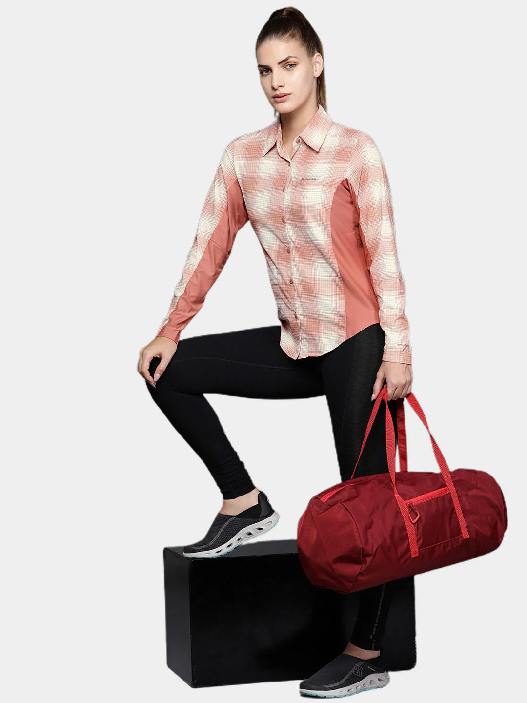 Columbia Women Red Claudia Ridge LS Shirt - Image 13