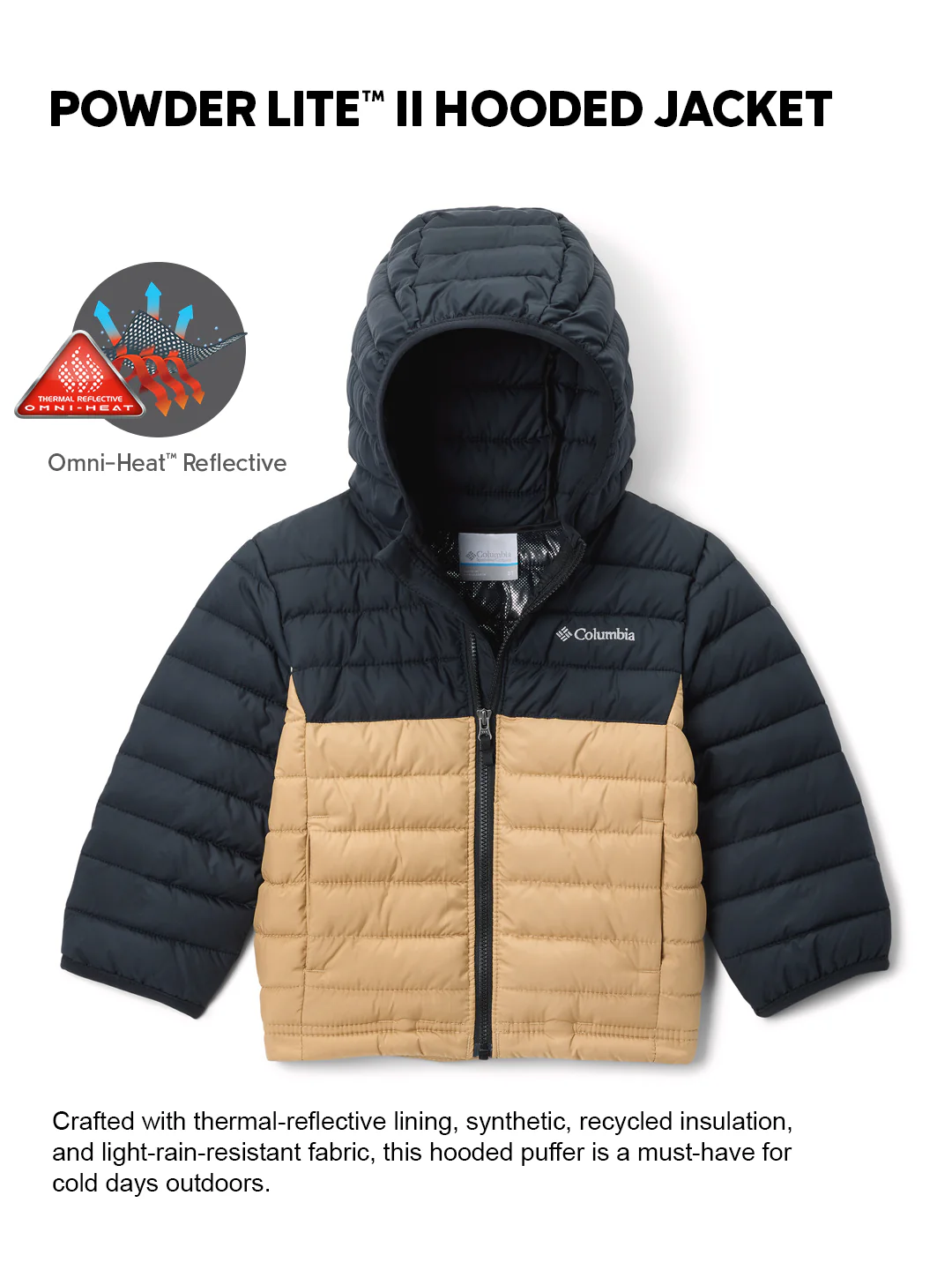 Columbia Kids Boys Brown OmniHeat Reflective Powder Lite II Down Jacket - Image 2