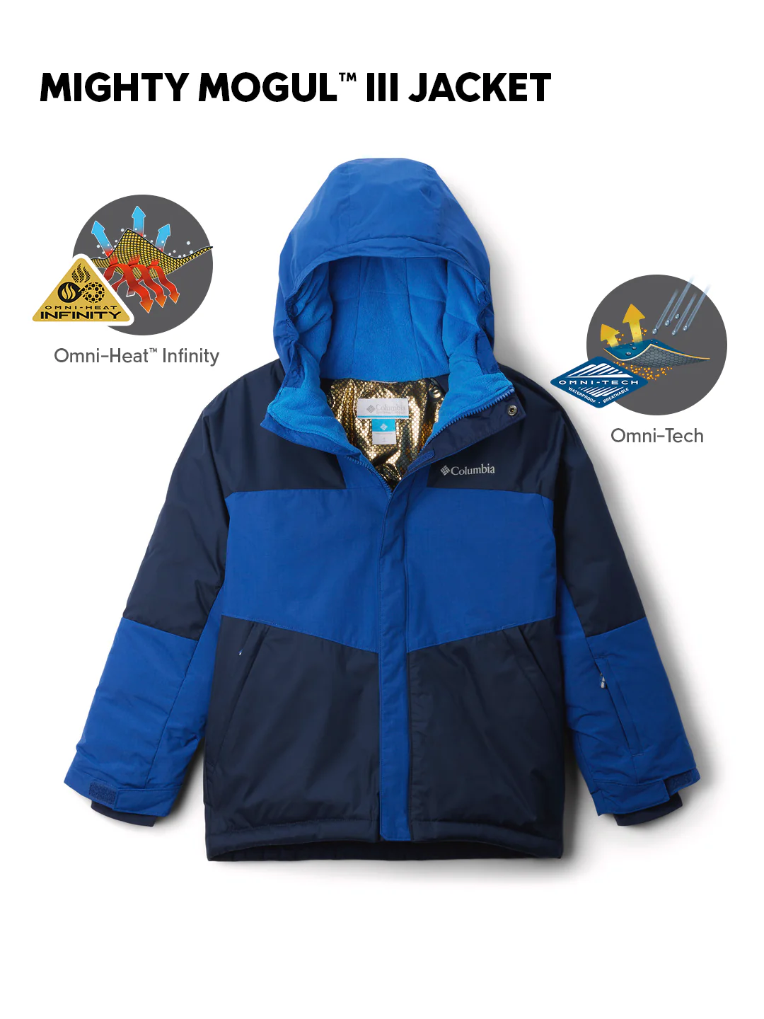 Columbia Kids Boys Navy Blue OmniHeat Infinity Mighty Mogul III Down Jacket - Image 2