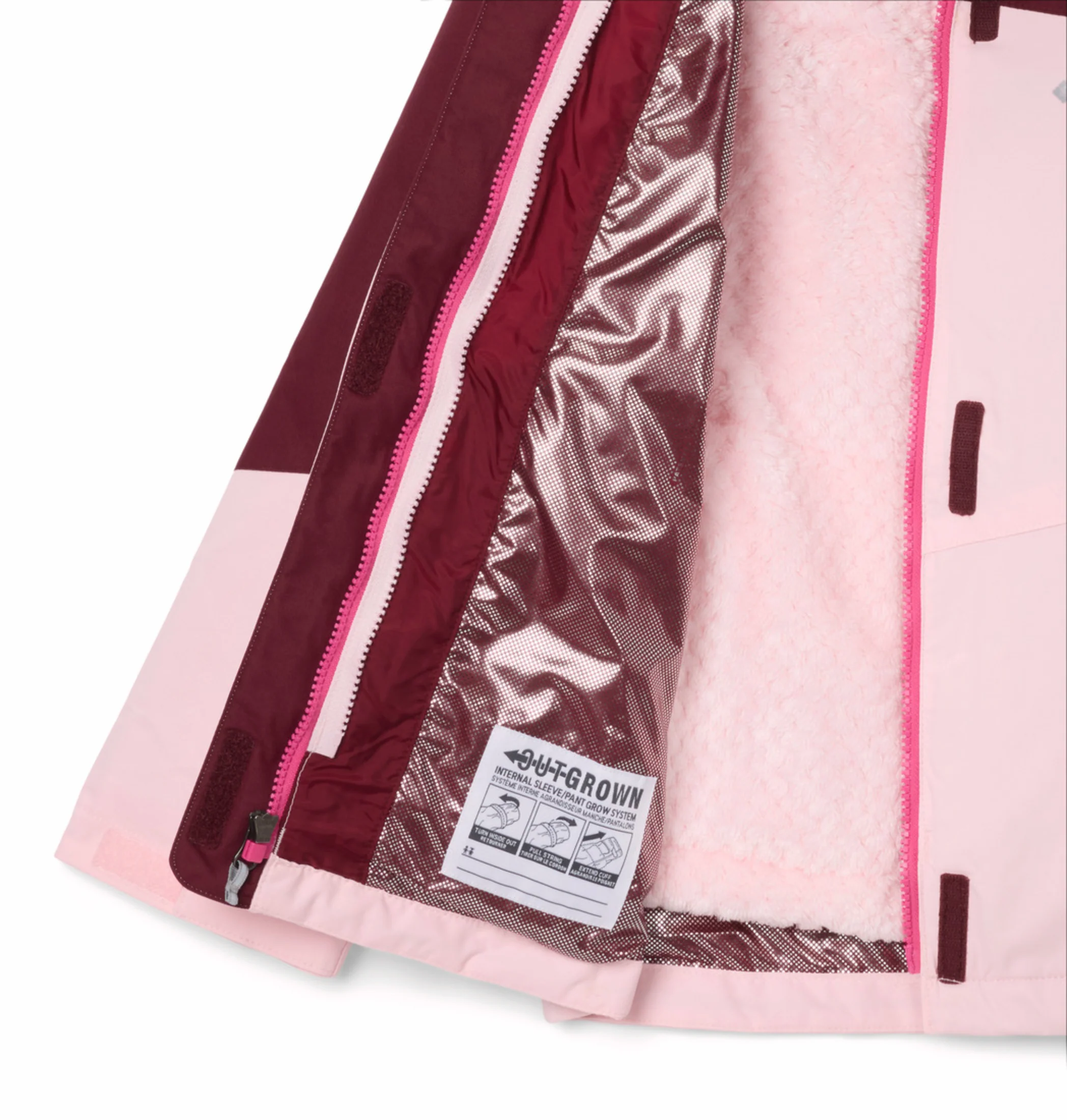 Columbia Kids Girls Pink OmniHeat Reflective Bugaboo III Fleece Interchangeable Jacket - Image 5