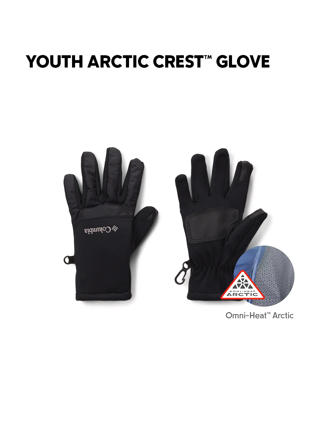 Columbia Kids Unisex Black OmniHeat Arctic Crest Gloves - Image 2