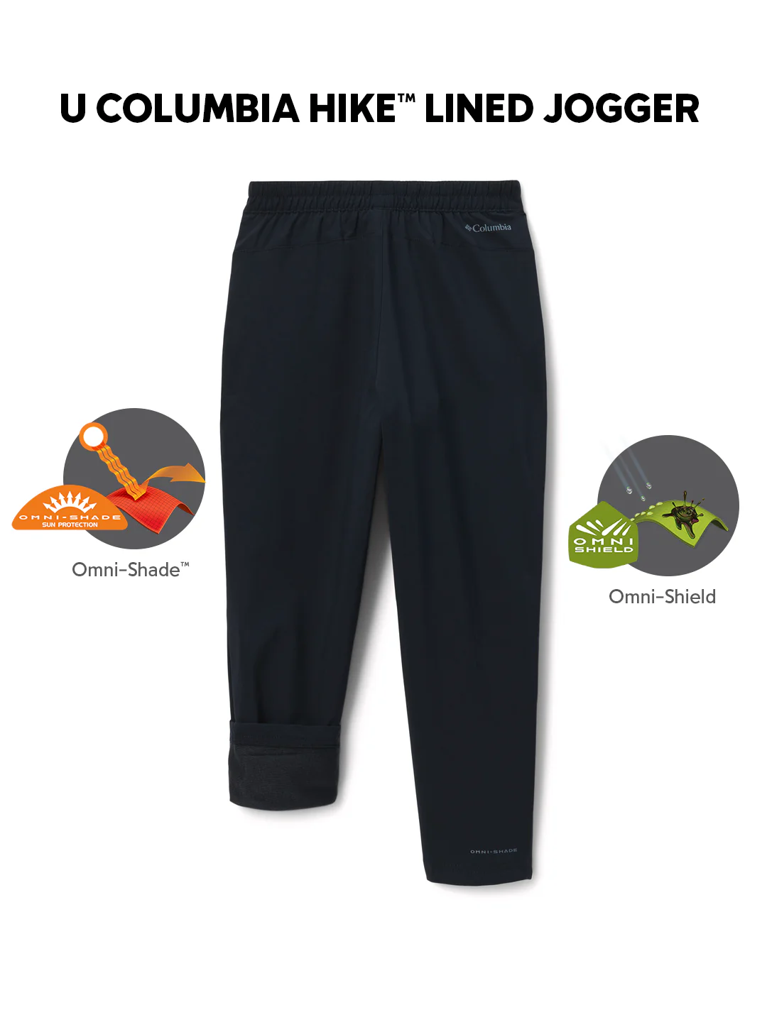 Columbia Kids Unisex Black OmniShade UPF 50 U Hike Lined Jogger - Image 2