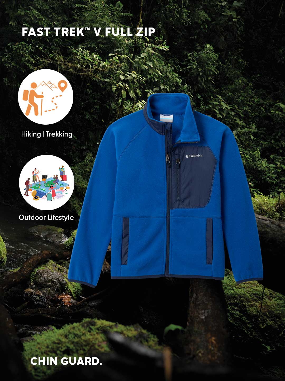 Columbia Kids Unisex Blue Fast Trek V Fleece Jacket - Image 2