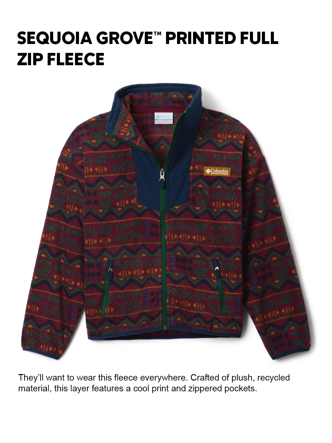 Columbia Kids Unisex Maroon Sequoia Grove Fleece Jacket - Image 2
