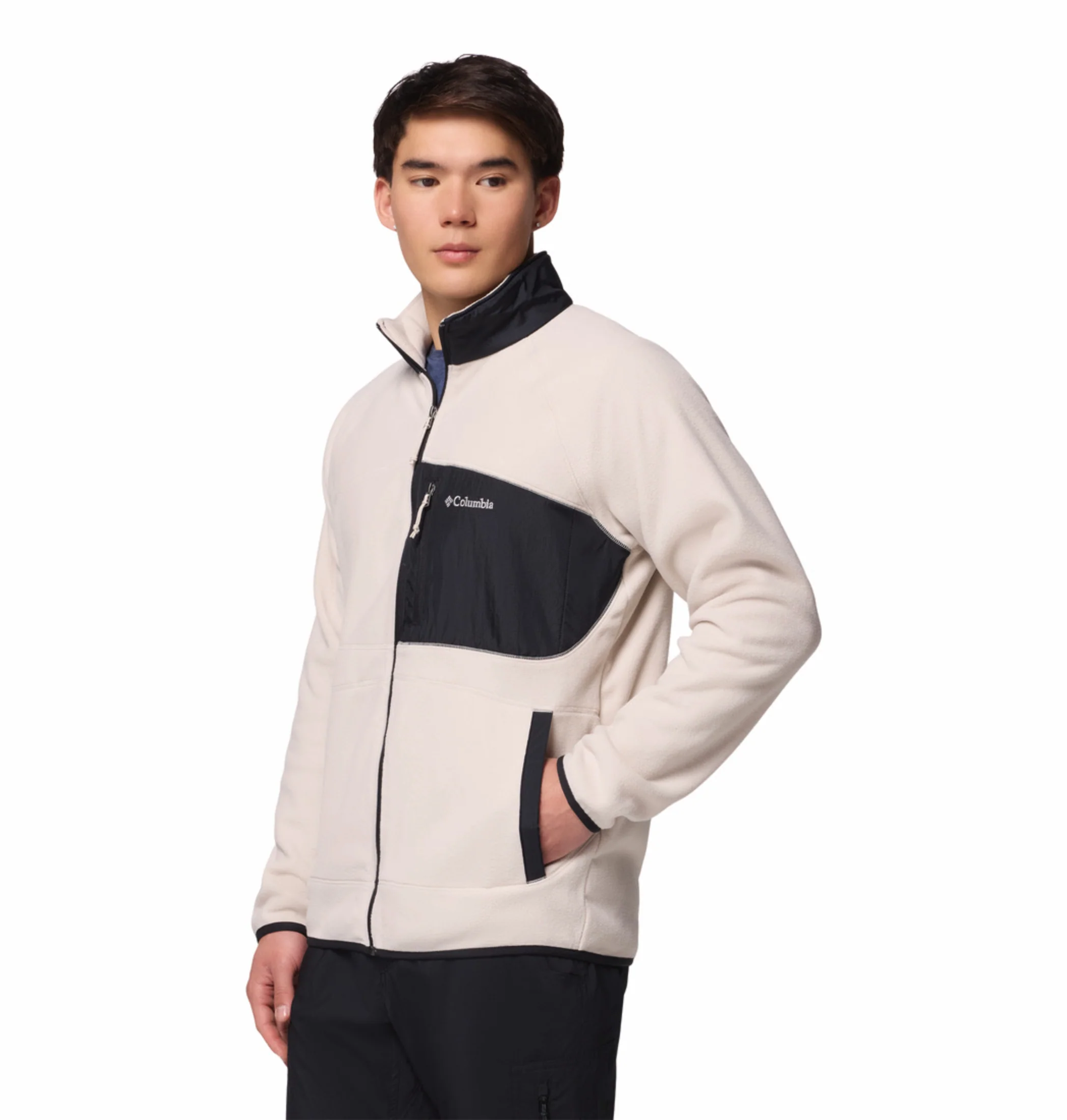 Columbia Men Beige Fast Trek Overlay Fleece Jacket - Image 5