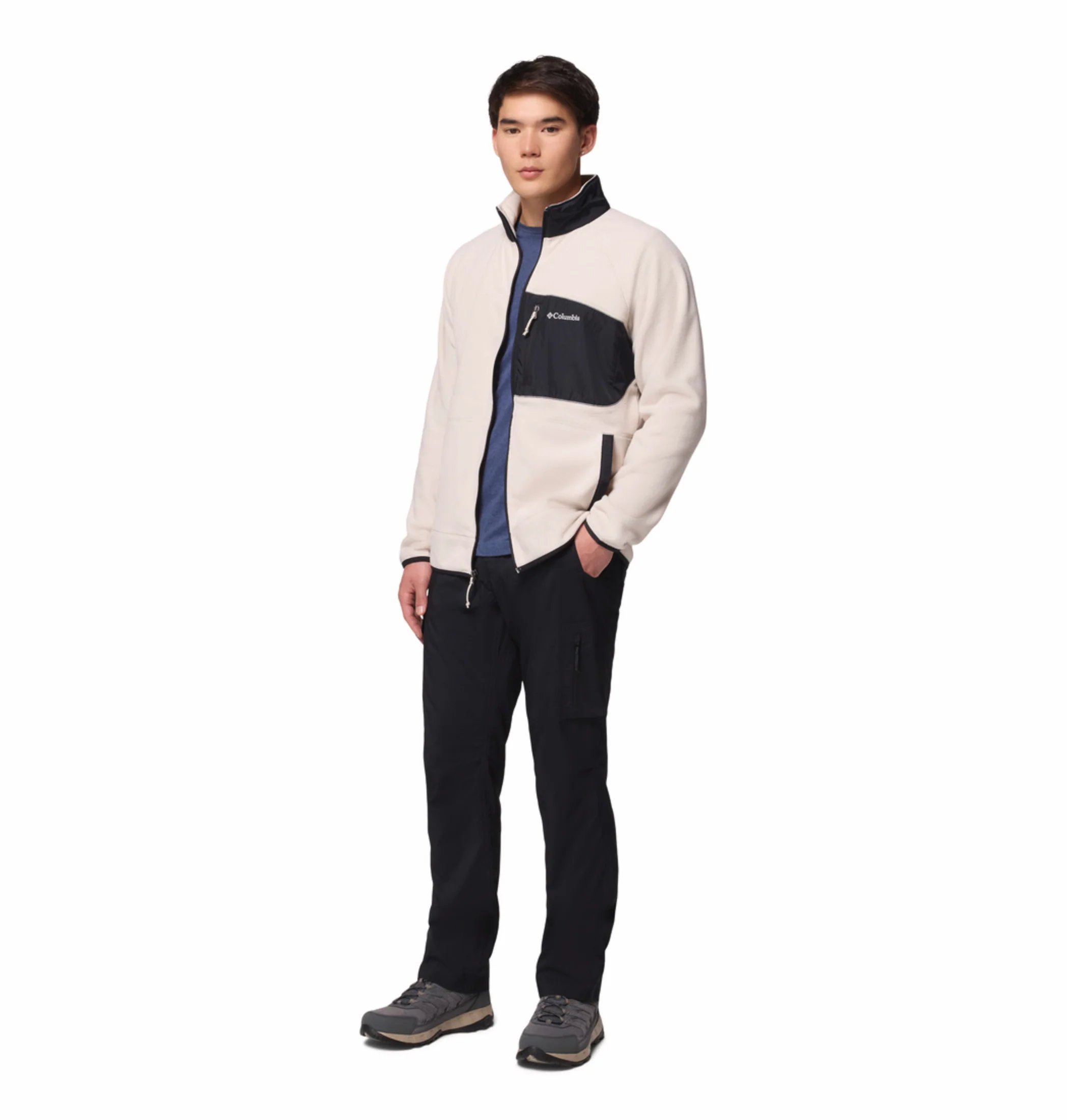Columbia Men Beige Fast Trek Overlay Fleece Jacket - Image 6