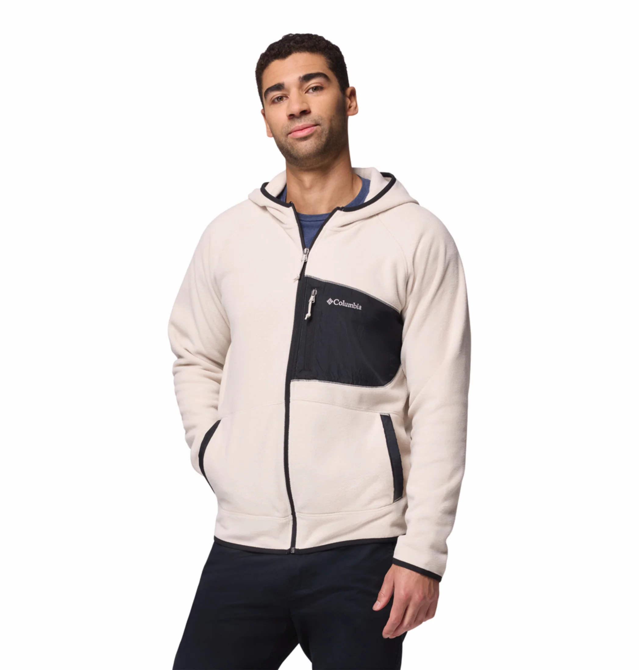 Columbia Men Beige Fast Trek Overlay Fleece Jacket