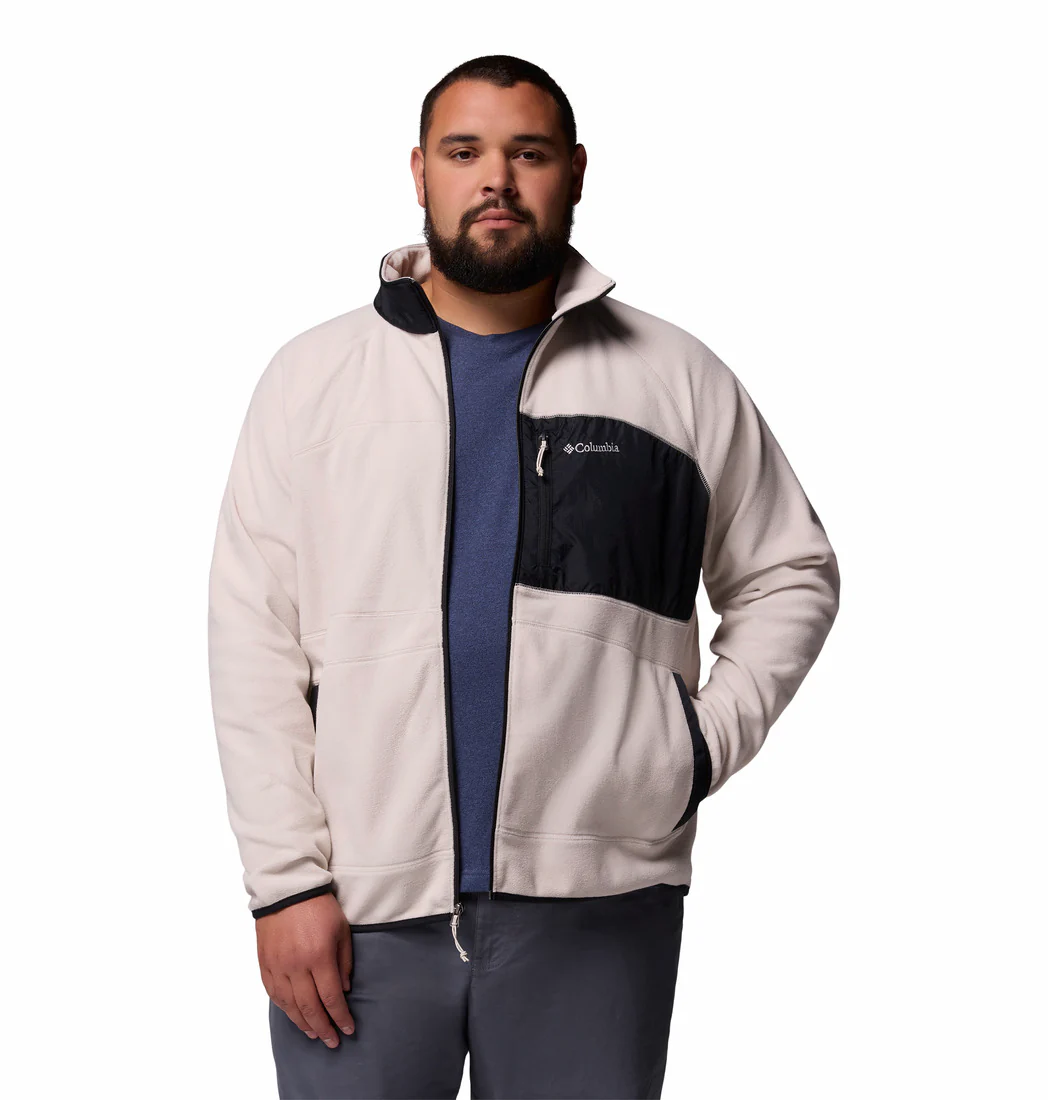 Columbia Men Beige Fast Trek Overlay Full Zip Fleece Jacket (Plus Size) - Image 6