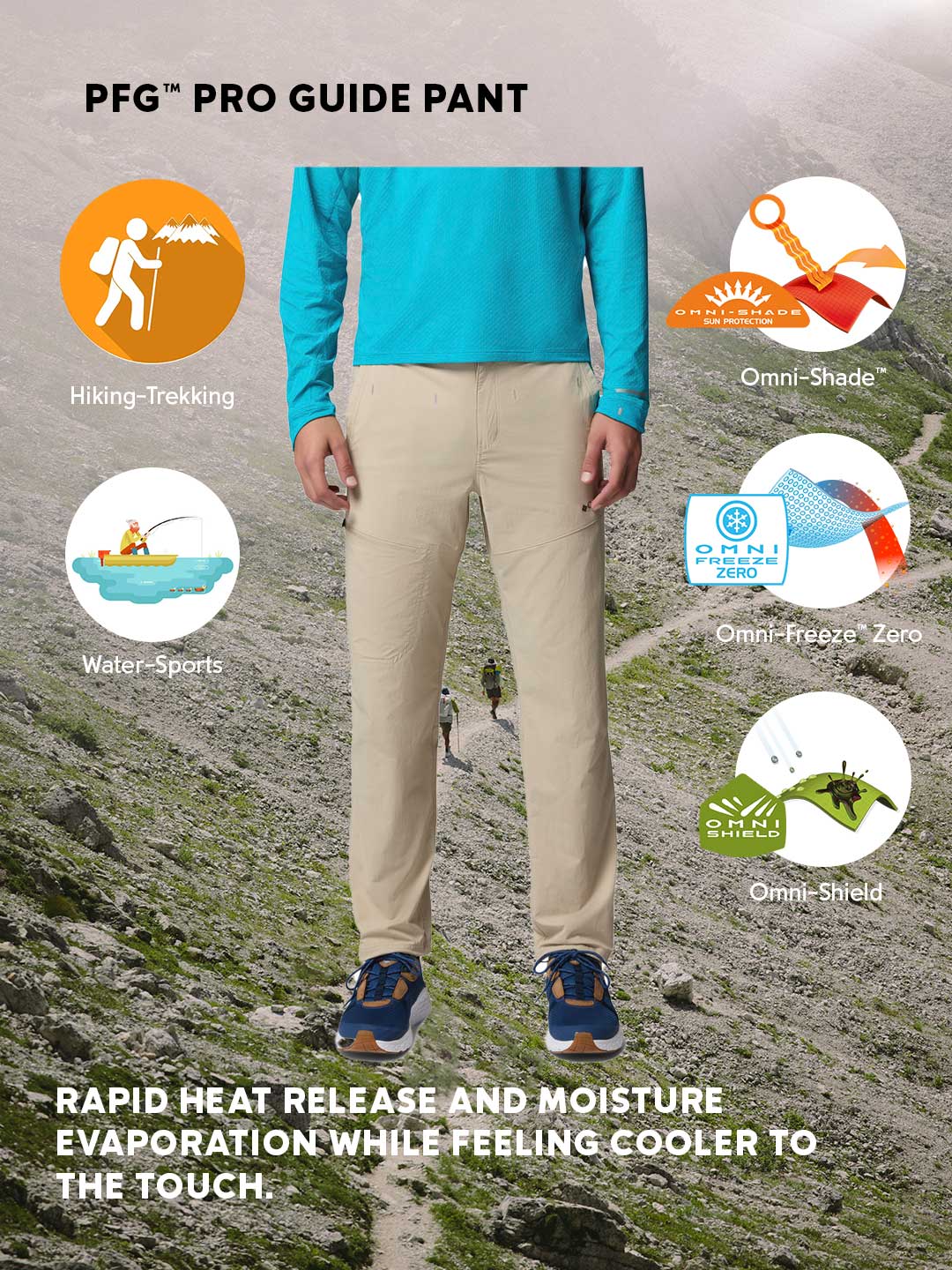 Columbia Men Beige Omni-Freeze PFG Pro Guide Pant - Image 2