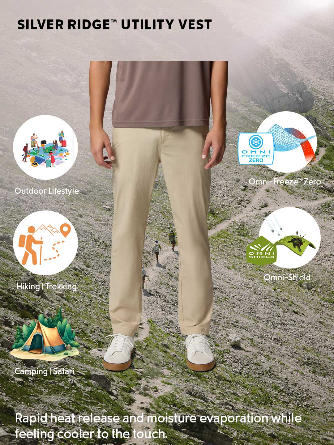 Columbia Men Beige Omni-Freeze ROC Lite Chino Pant - Image 2