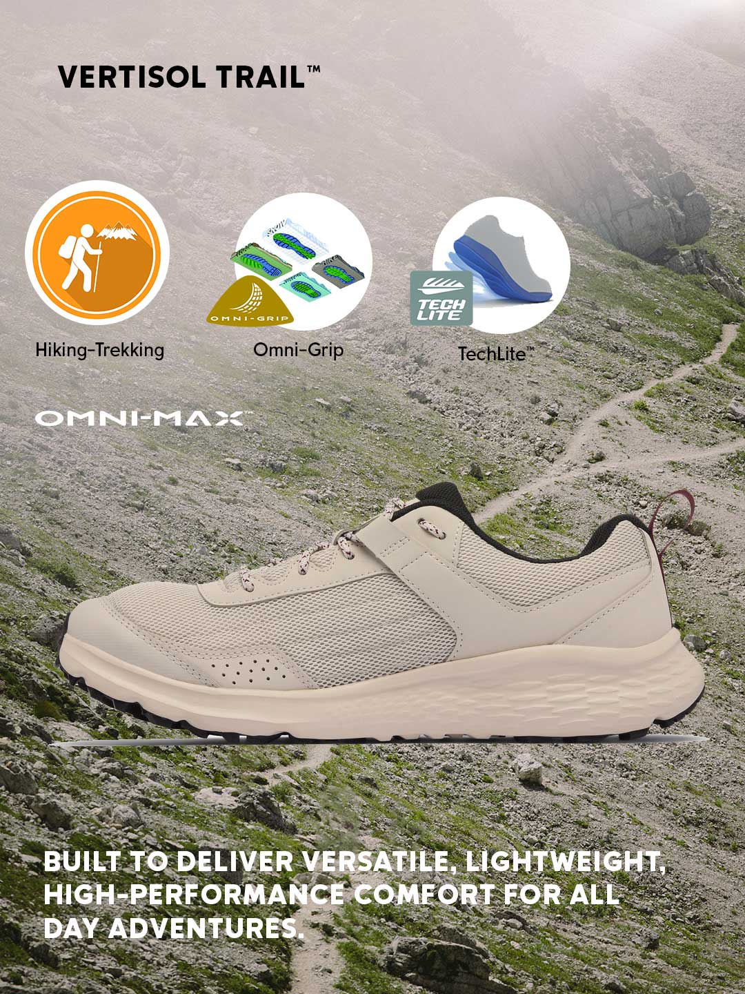 Columbia Men Beige Omni-Grip Vertisol Trail Hiking & Trekking Shoes - Image 2