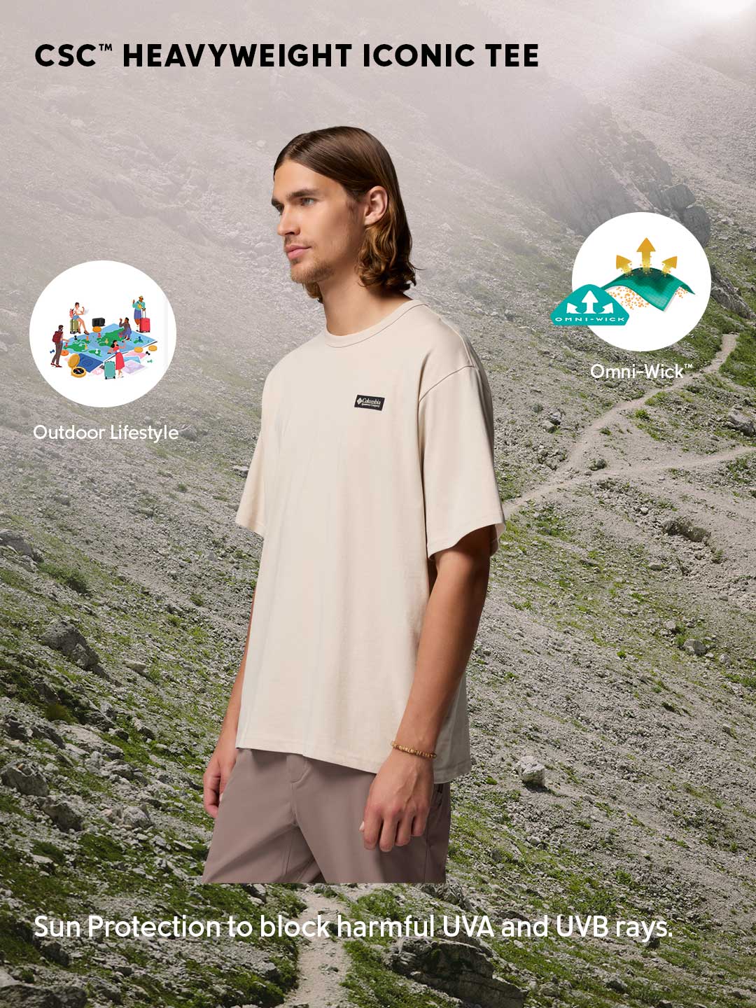 Columbia Men Beige Omni-Shade CSC Iconic Tshirt - Image 2