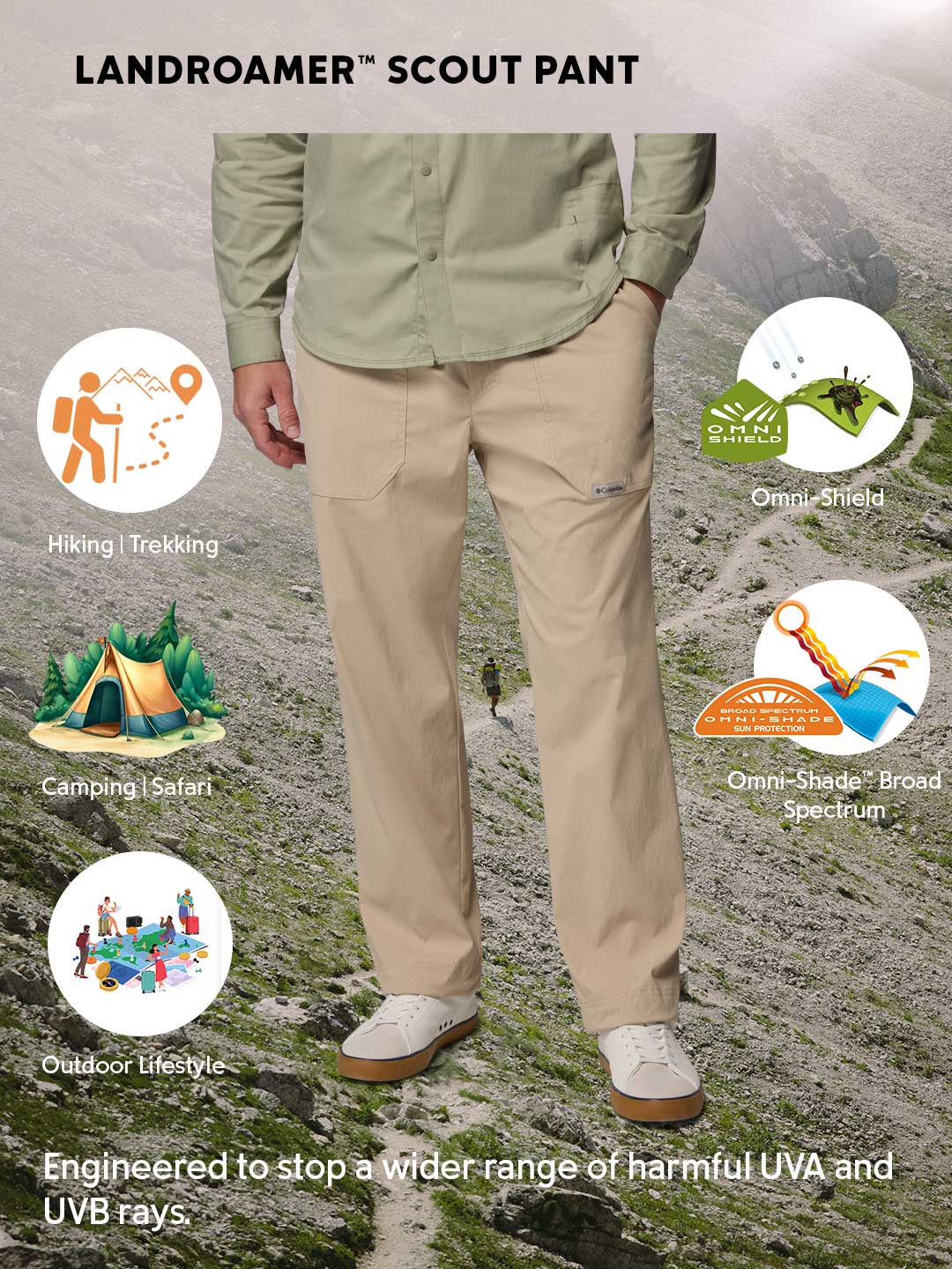 Columbia Men Beige Omni-Shade Landroamer Scout Pant - Image 2