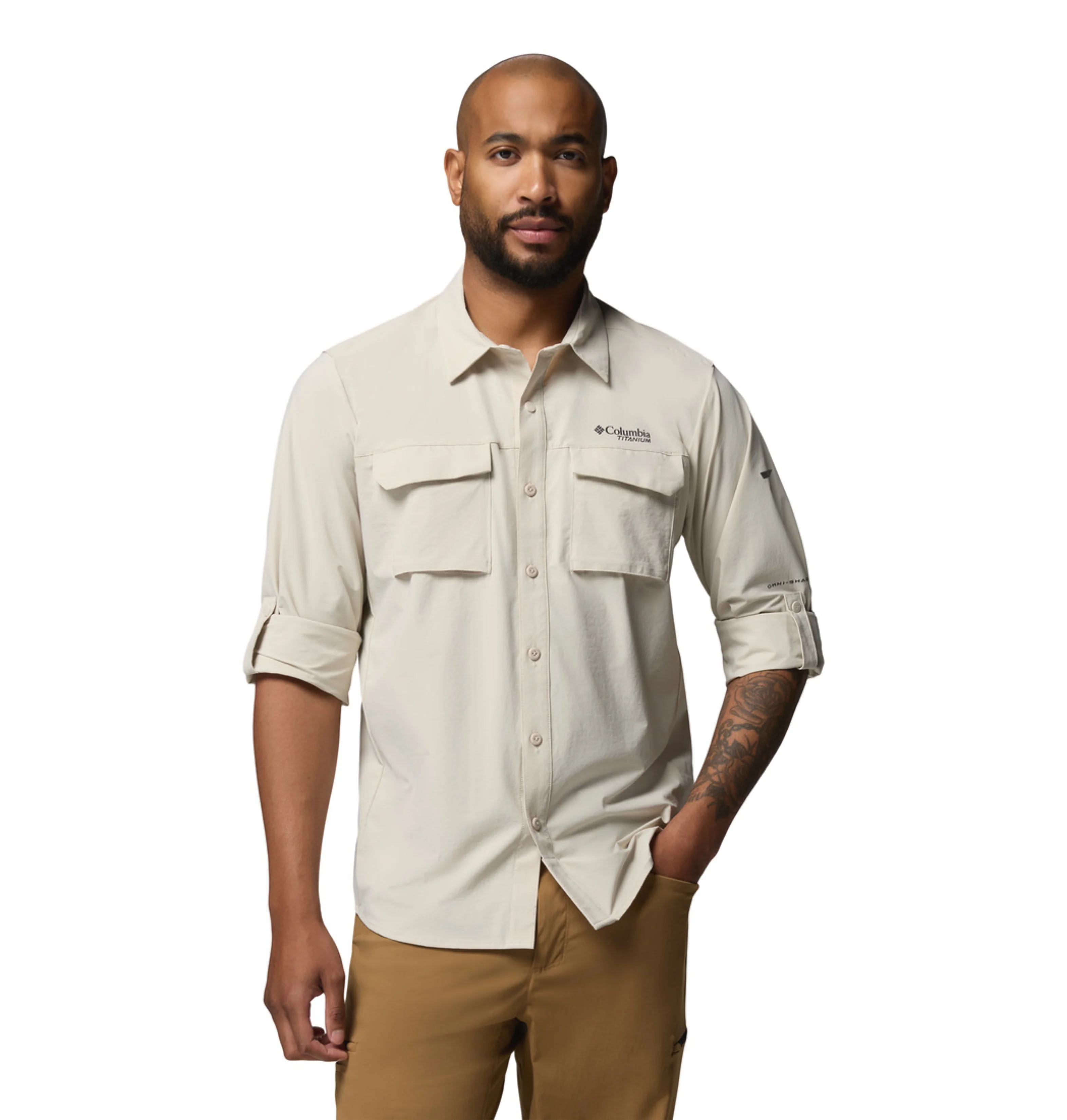 Columbia Men Beige Omni-Shade Silver Ridge Elite Long Sleeve Shirt - Image 6