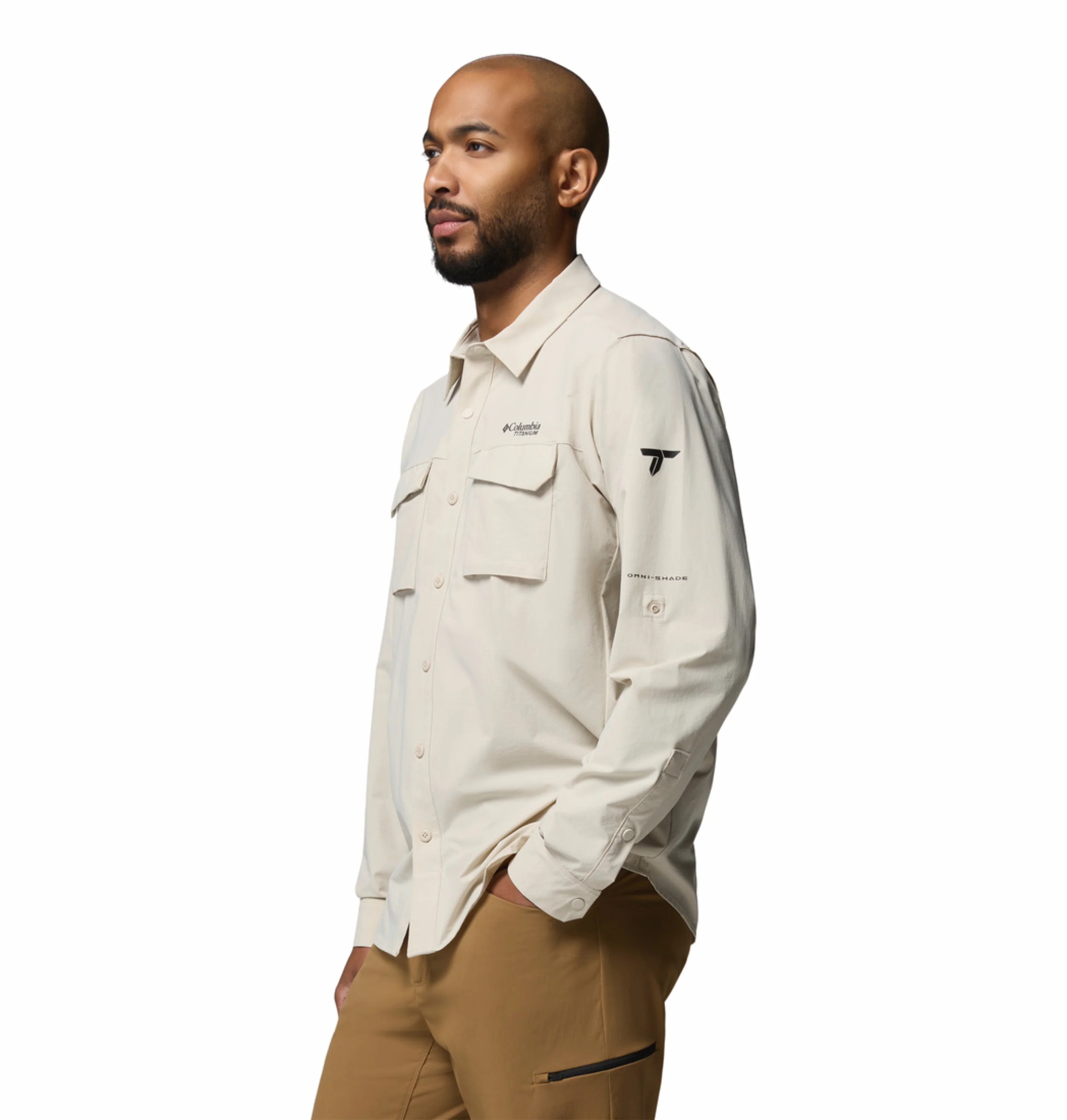 Columbia Men Beige Omni-Shade Silver Ridge Elite Long Sleeve Shirt (Plus Size) - Image 3