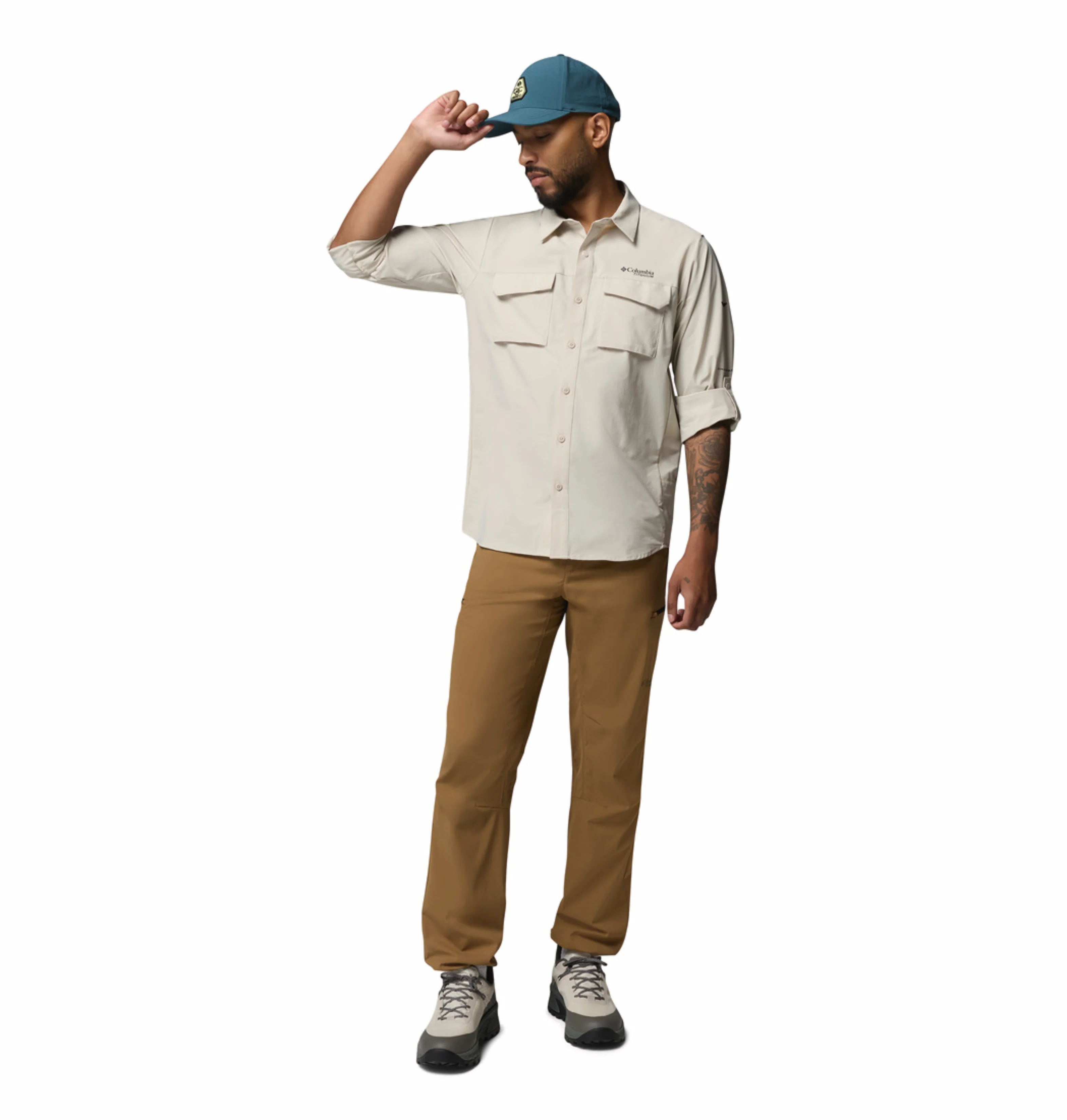 Columbia Men Beige Omni-Shade Silver Ridge Elite Long Sleeve Shirt (Plus Size) - Image 5