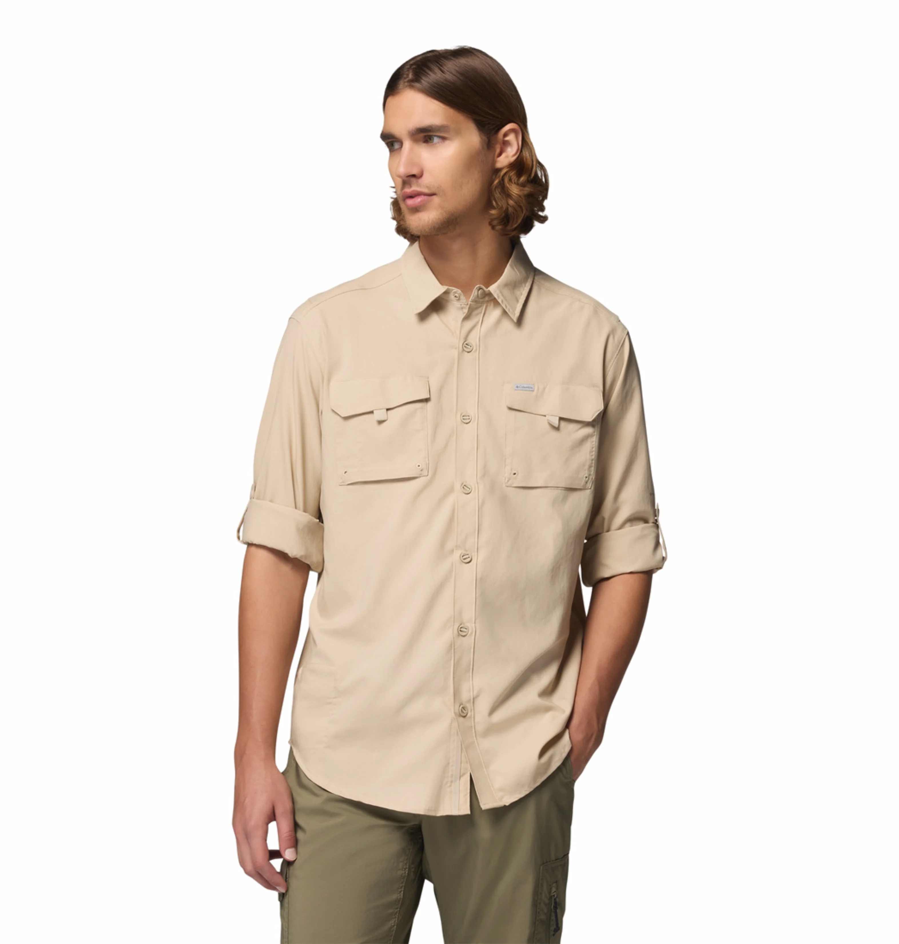 Columbia Men Beige Omni-Shade Silver Ridge Utility II Long Sleeve Shirt - Image 7