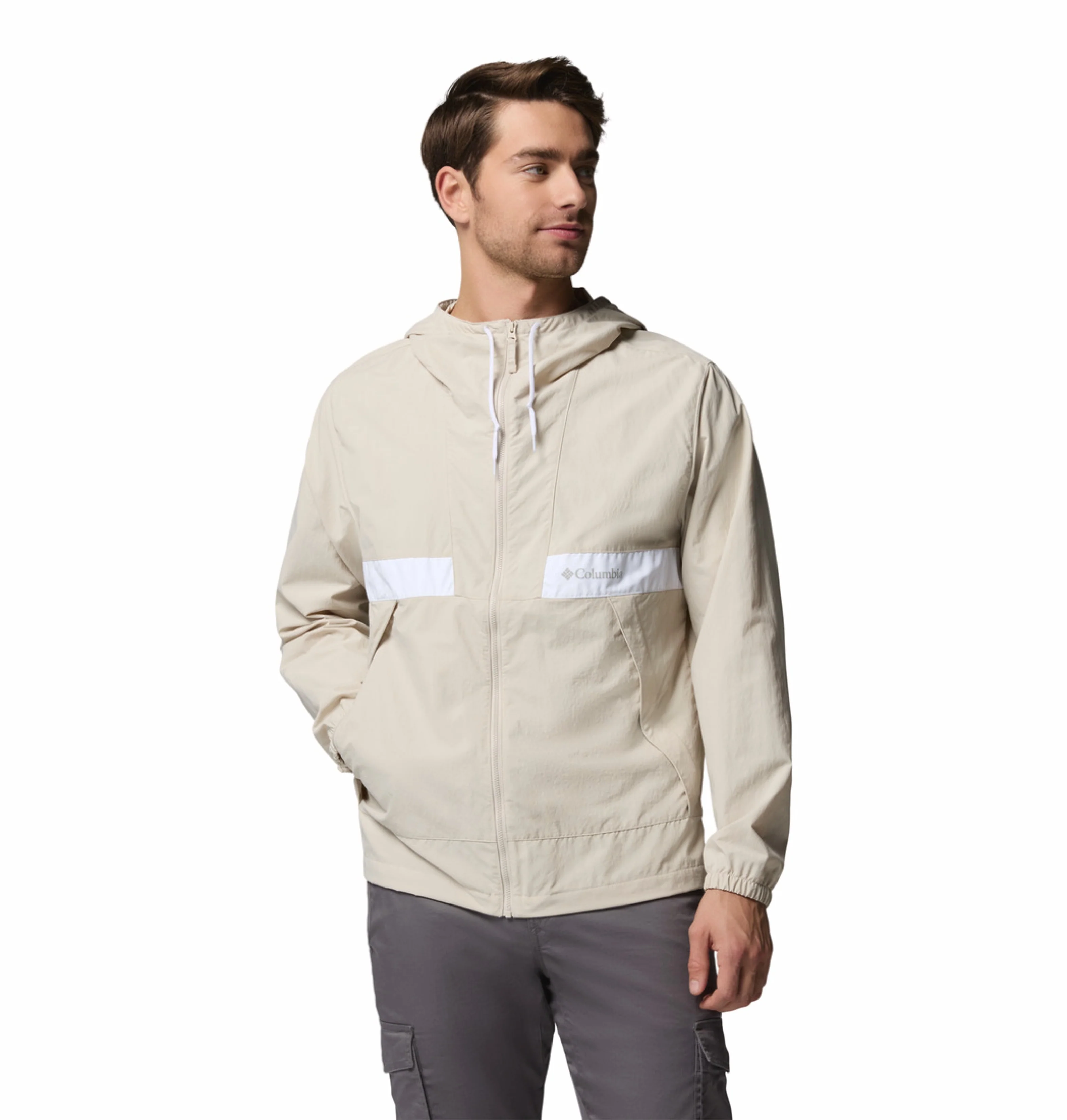 Columbia Men Beige Omni-Shade Spire Valley Windbreaker