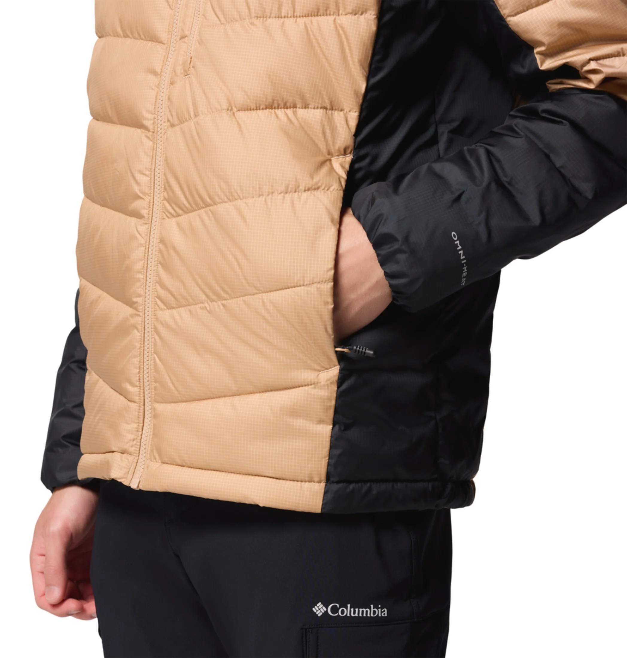 Columbia Men Beige OmniHeat Infinity Labyrinth Loop II Hooded Down Jacket - Image 10