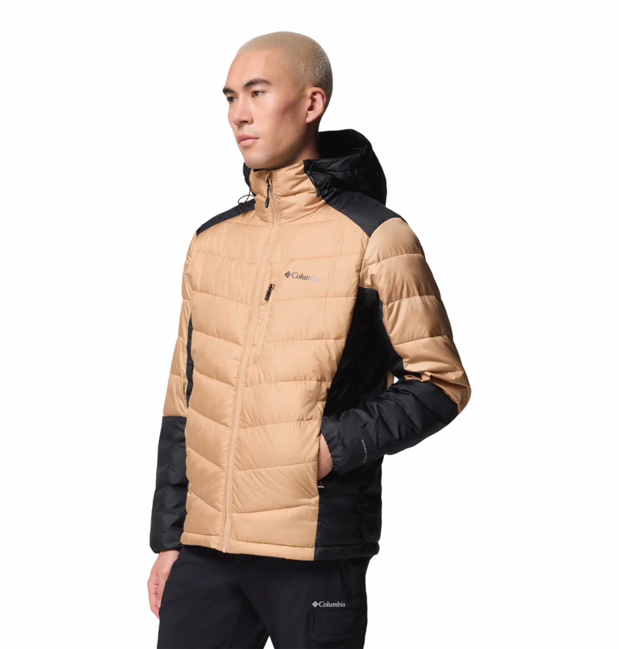 Columbia Men Beige OmniHeat Infinity Labyrinth Loop II Hooded Down Jacket - Image 5
