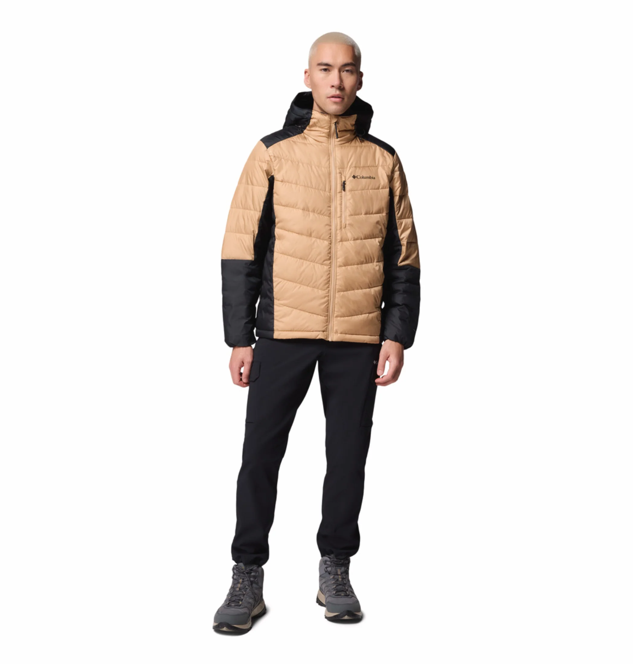Columbia Men Beige OmniHeat Infinity Labyrinth Loop II Hooded Down Jacket - Image 6