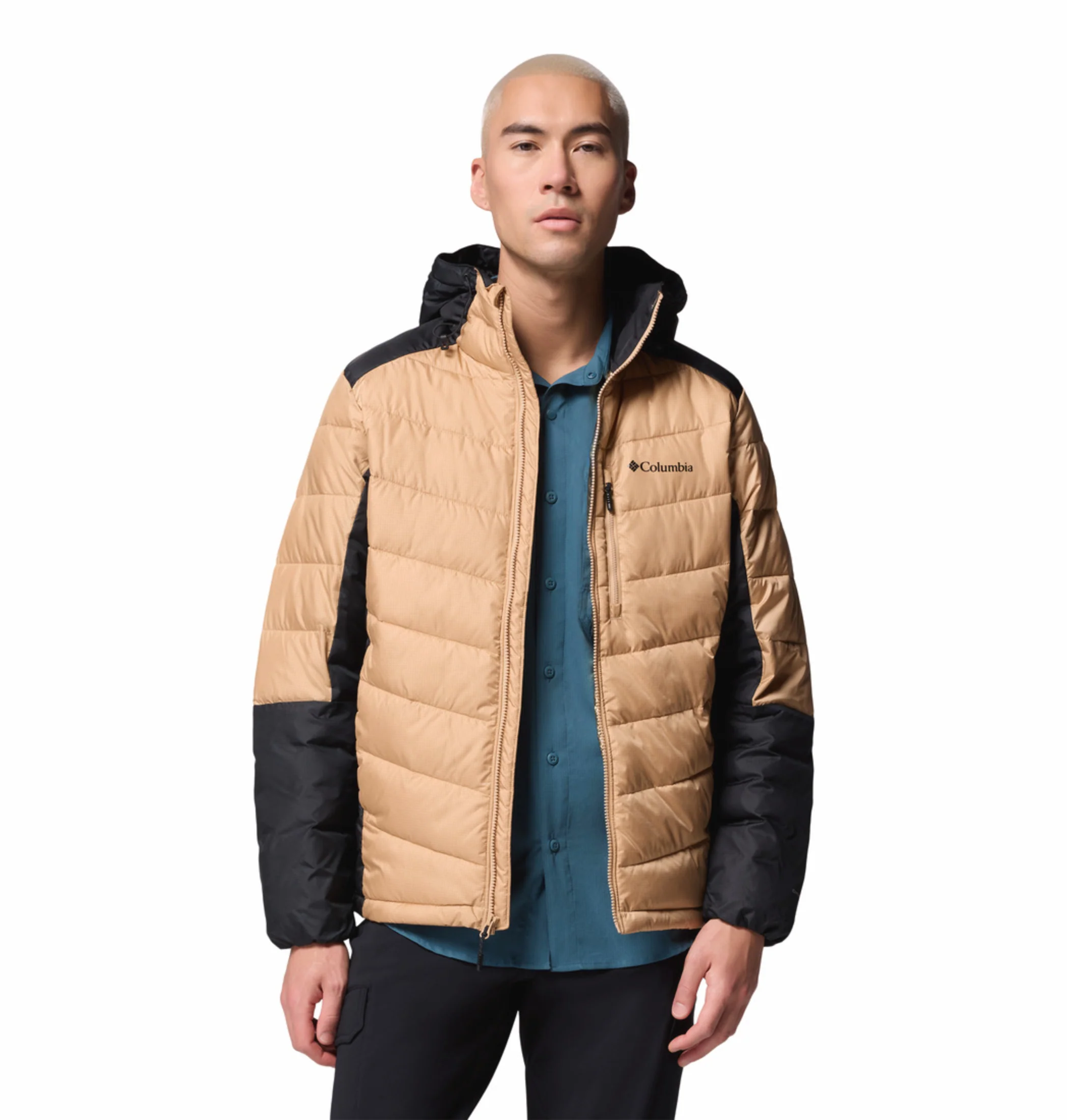 Columbia Men Beige OmniHeat Infinity Labyrinth Loop II Hooded Down Jacket - Image 7