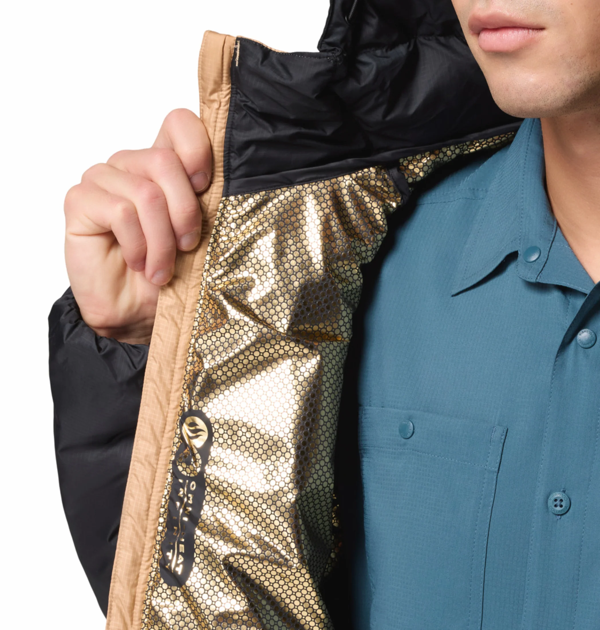 Columbia Men Beige OmniHeat Infinity Labyrinth Loop II Hooded Down Jacket - Image 8