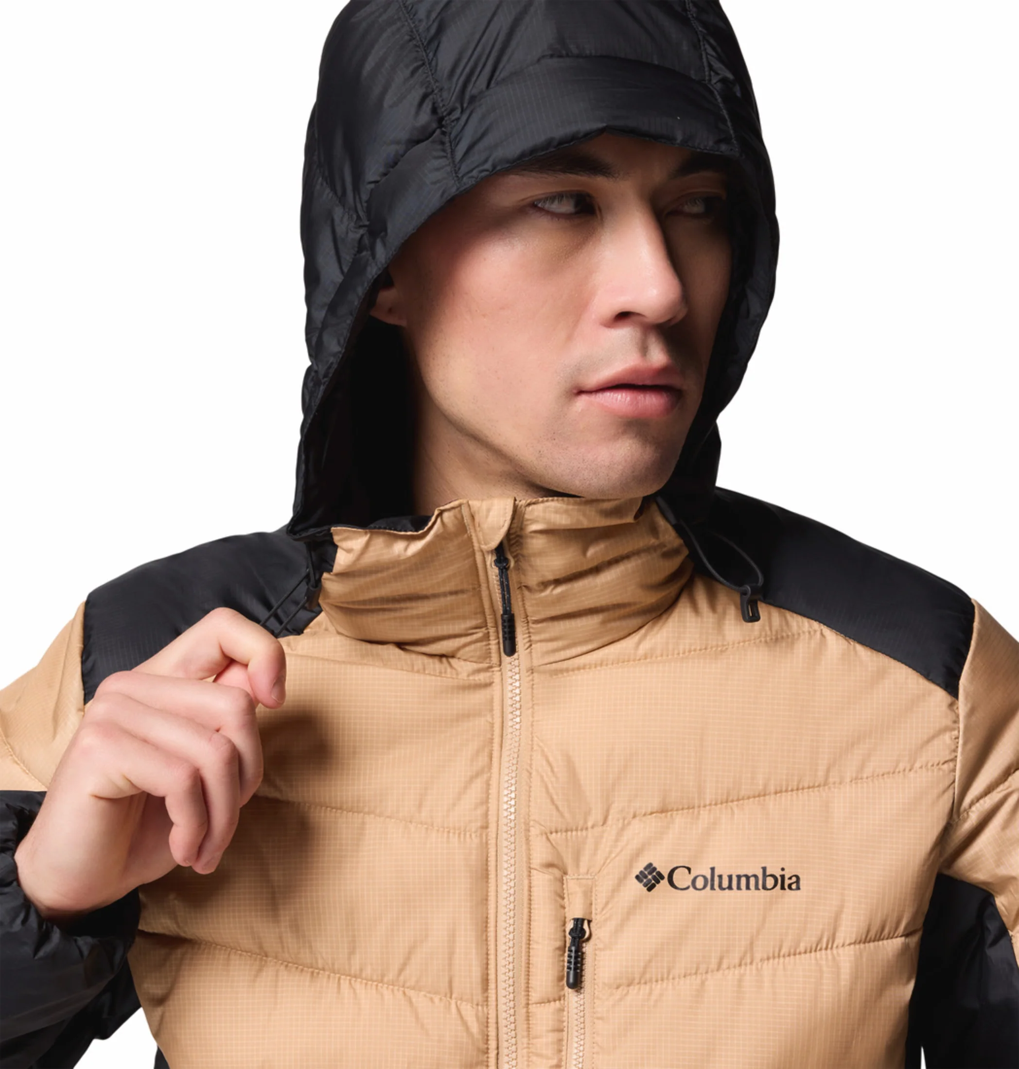 Columbia Men Beige OmniHeat Infinity Labyrinth Loop II Hooded Down Jacket - Image 9