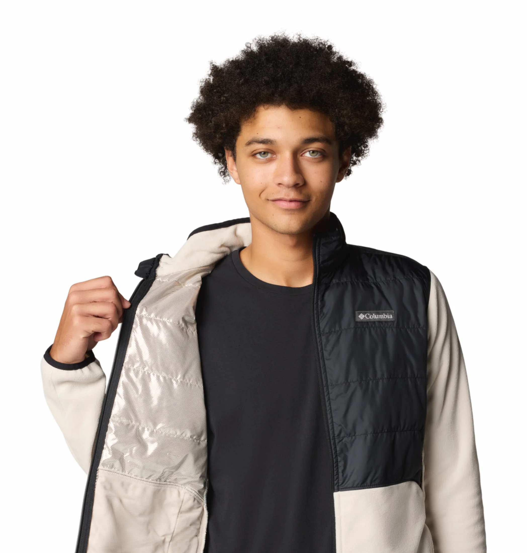 Columbia Men Beige OmniHeat Reflective Basin Butte II Fleece Jacket - Image 7