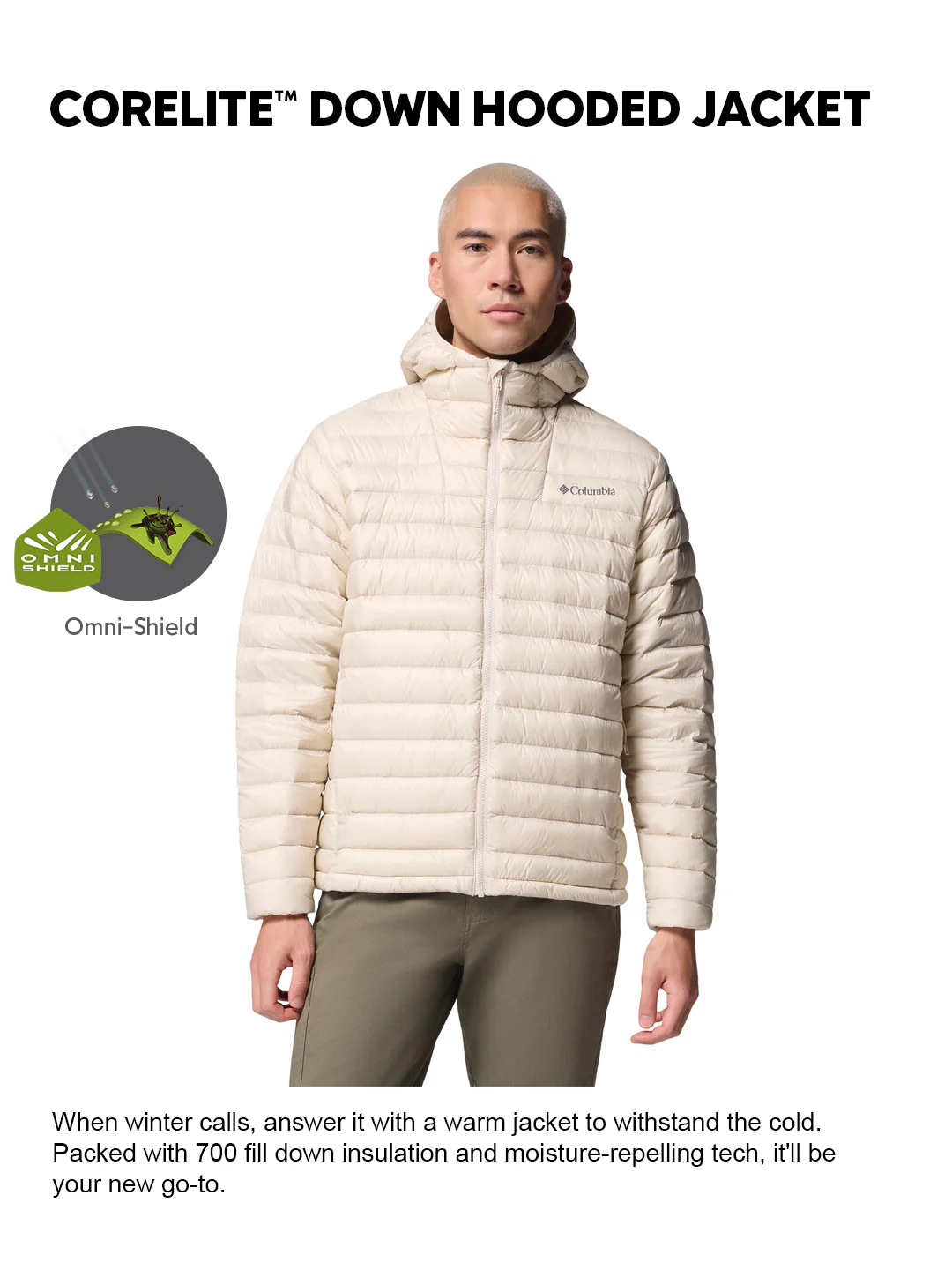Columbia Men Beige OmniShield Corelite Down Jacket - Image 2