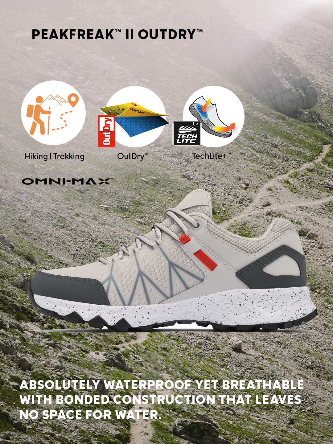 Columbia Men Beige OutDry Peakfreak II Hiking & Trekking Shoes (Fully Waterproof) - Image 2