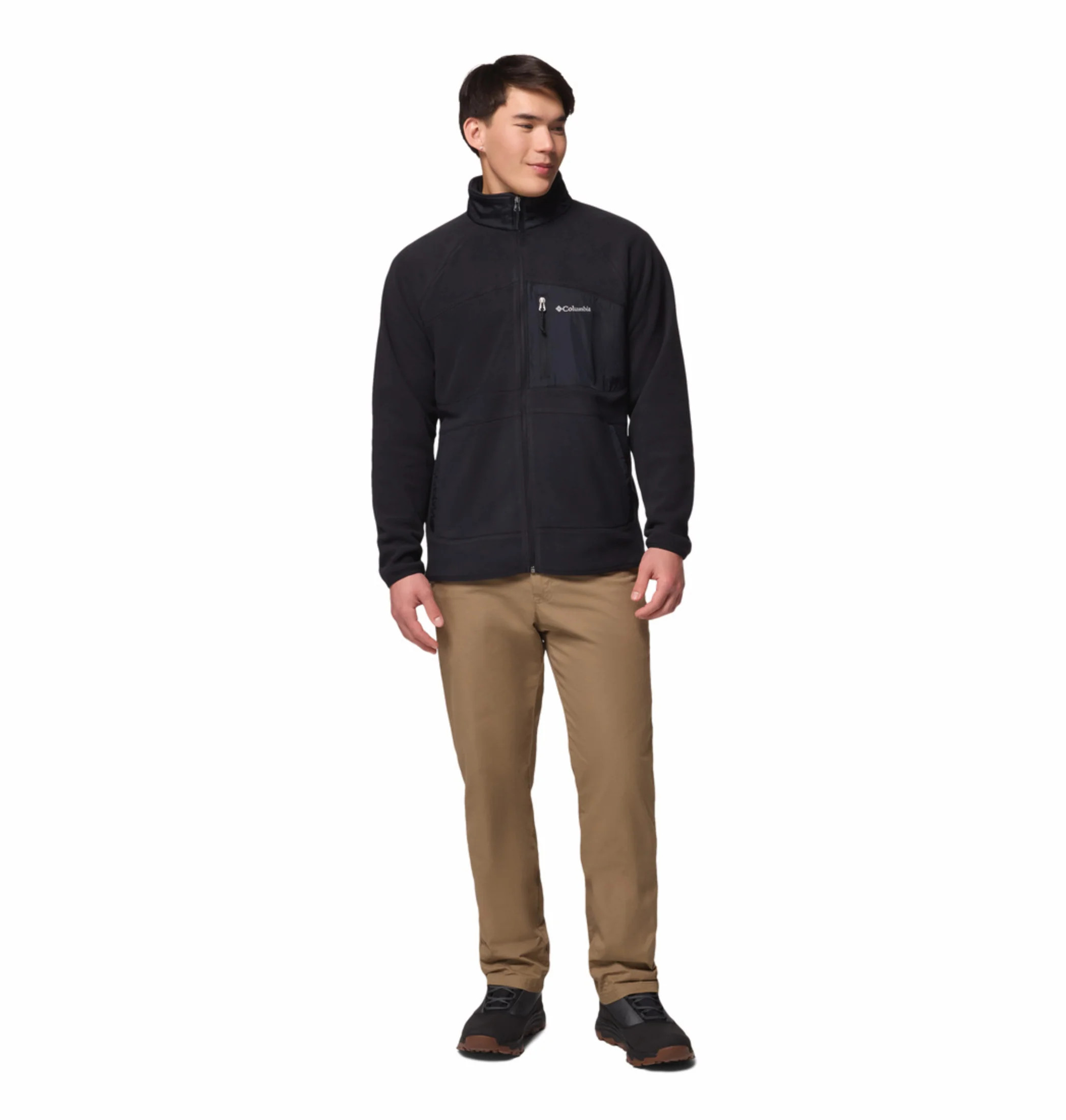 Columbia Men Black Fast Trek Overlay Fleece Jacket - Image 6