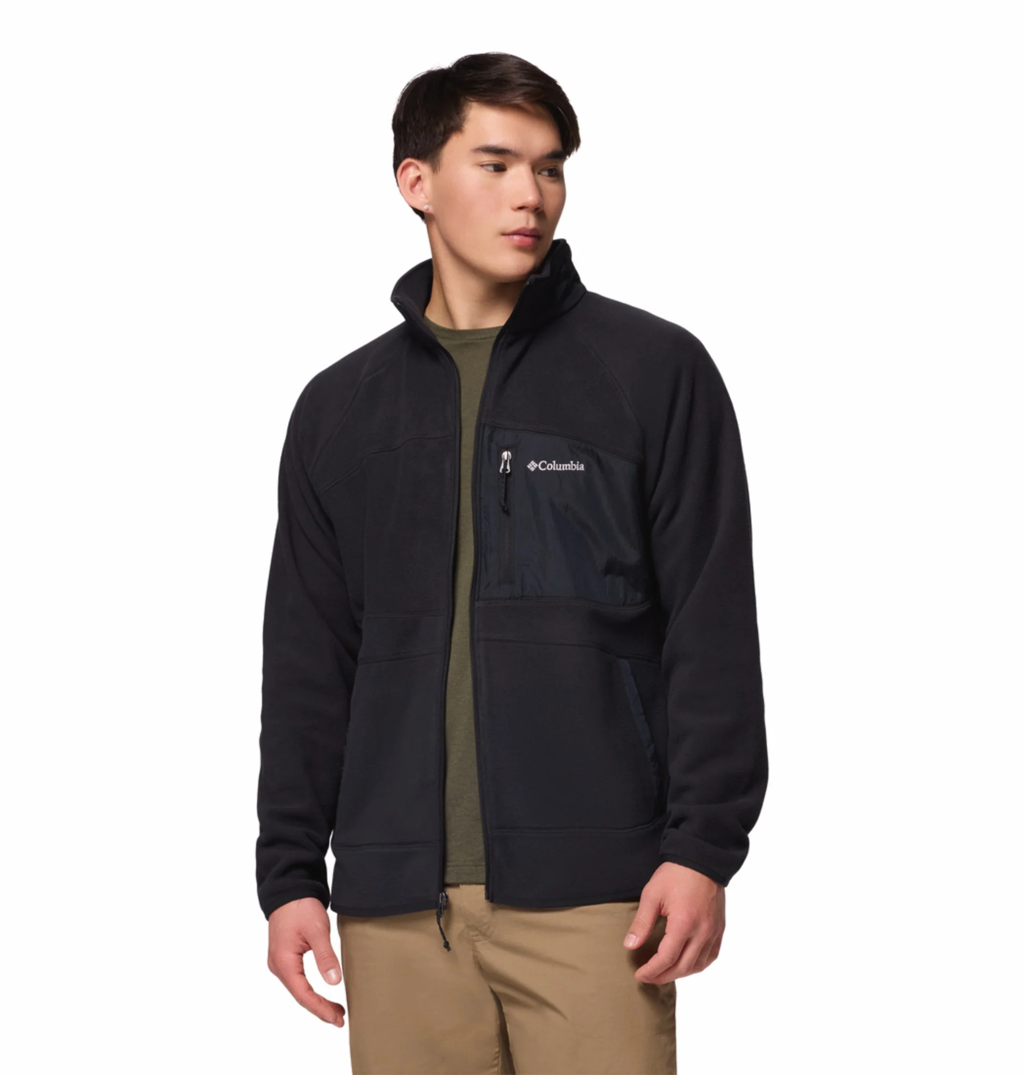 Columbia Men Black Fast Trek Overlay Fleece Jacket - Image 7
