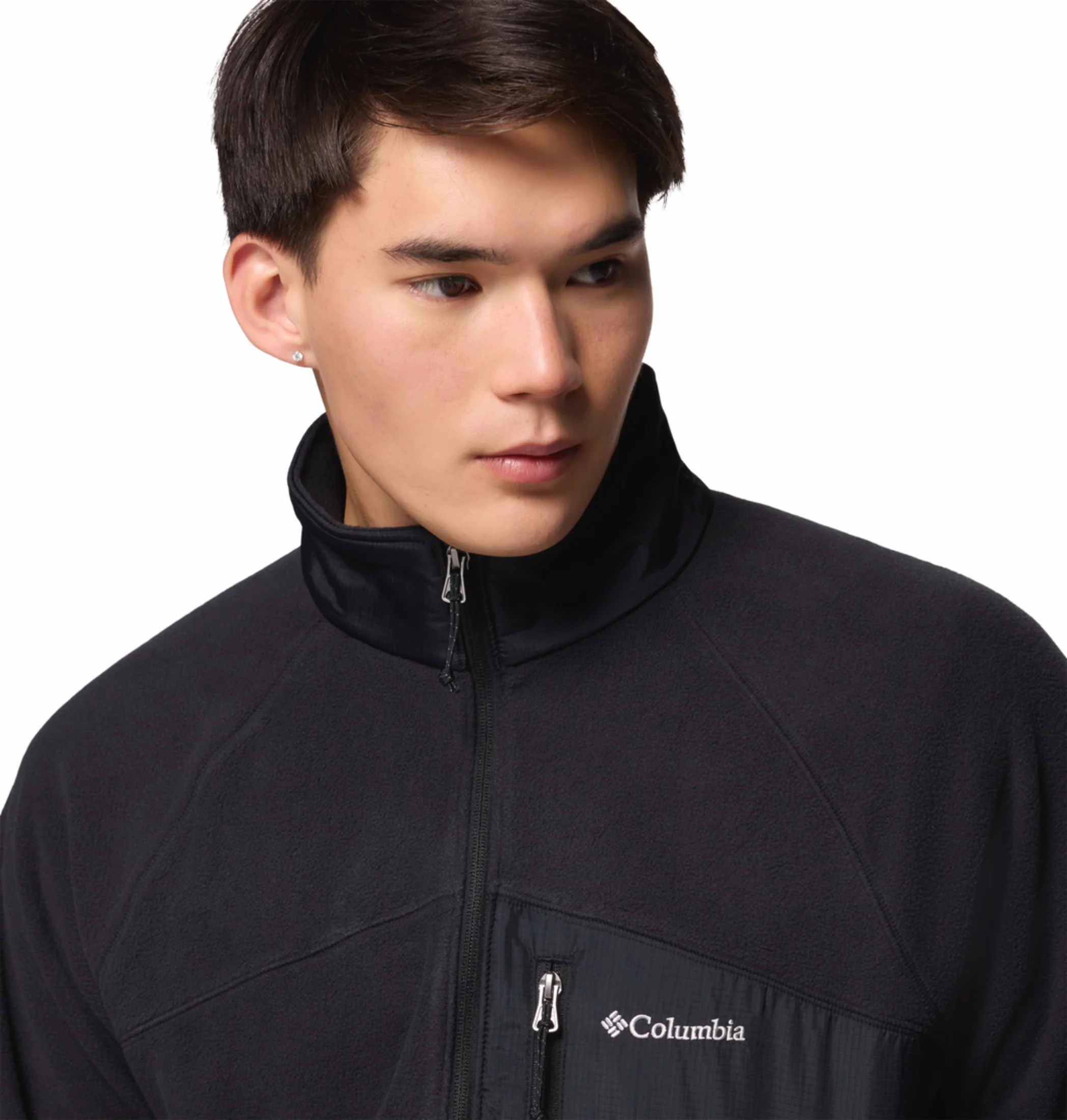 Columbia Men Black Fast Trek Overlay Fleece Jacket - Image 8