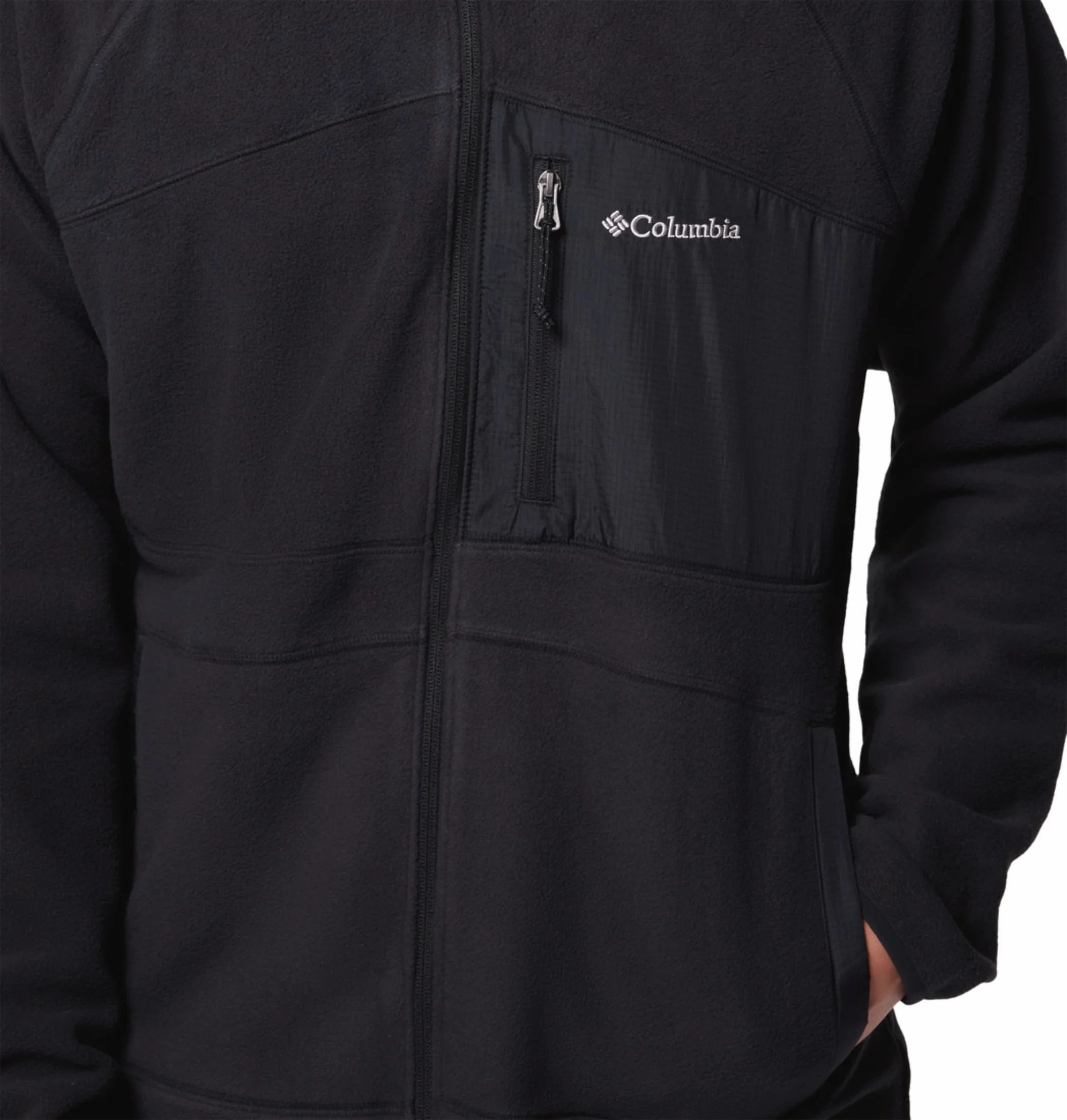 Columbia Men Black Fast Trek Overlay Fleece Jacket - Image 9