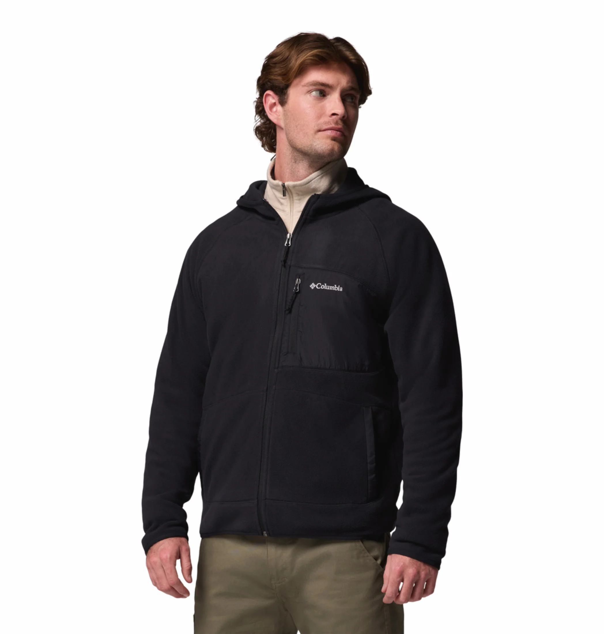 Columbia Men Black Fast Trek Overlay Fleece Jacket - Image 5