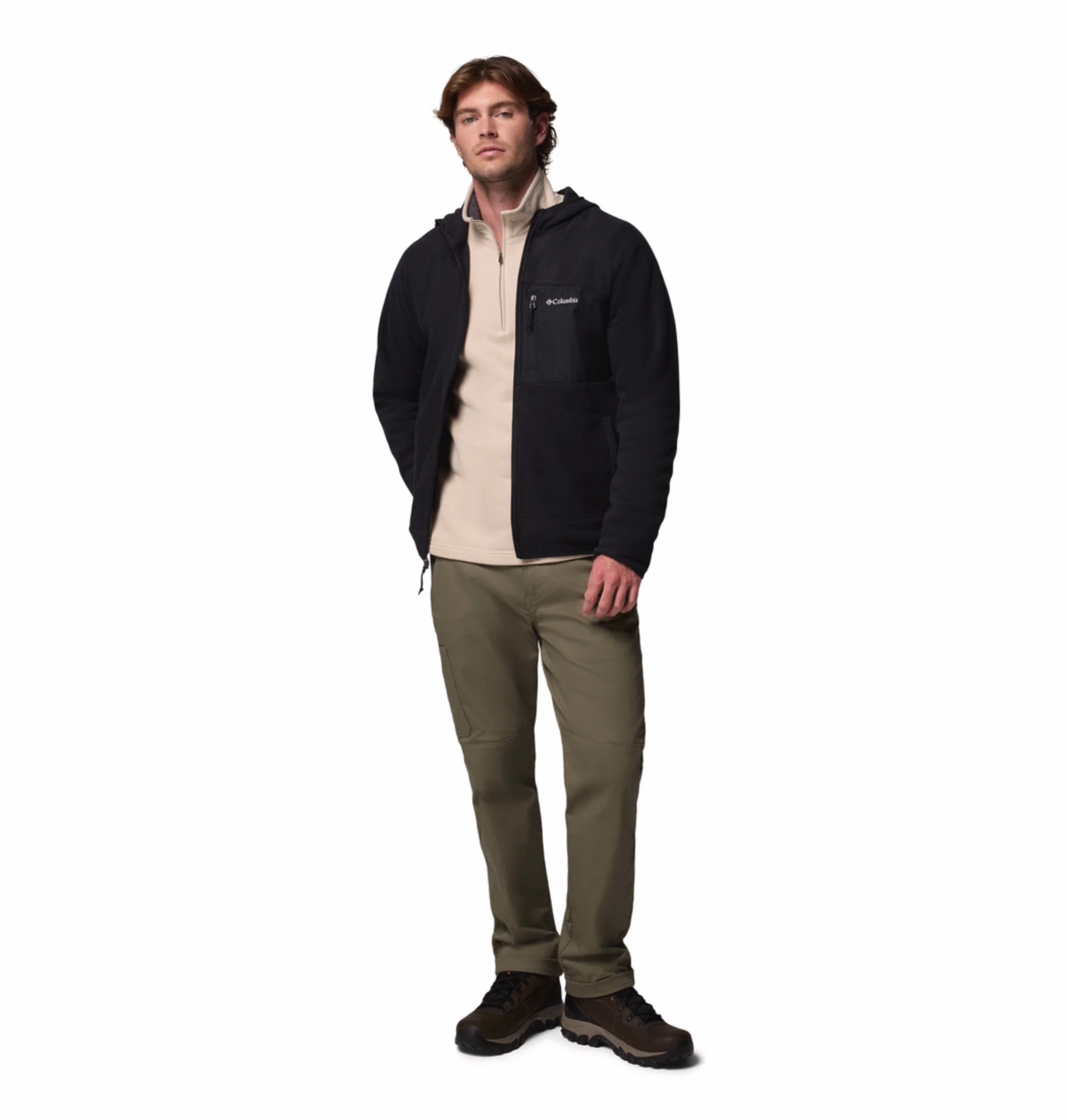 Columbia Men Black Fast Trek Overlay Fleece Jacket - Image 6